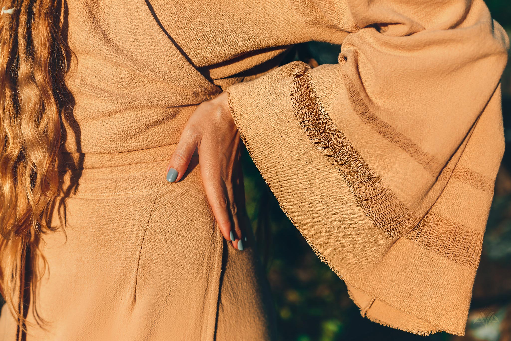 Yellow Boho Wrap Top • Organic Wide Sleeve Bohemian Wrap Blouse - Image 6