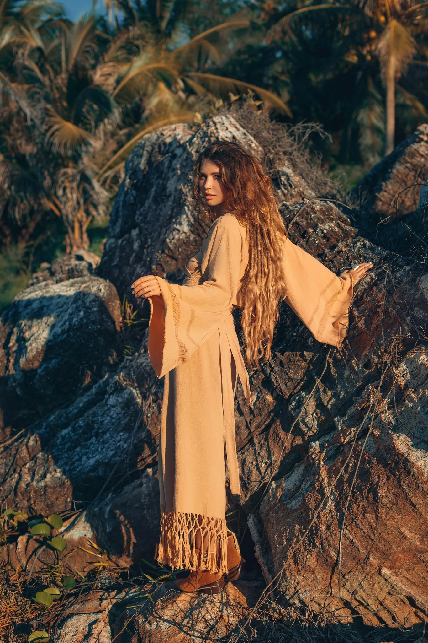 Yellow Boho Wrap Top • Organic Wide Sleeve Bohemian Wrap Blouse - Image 8