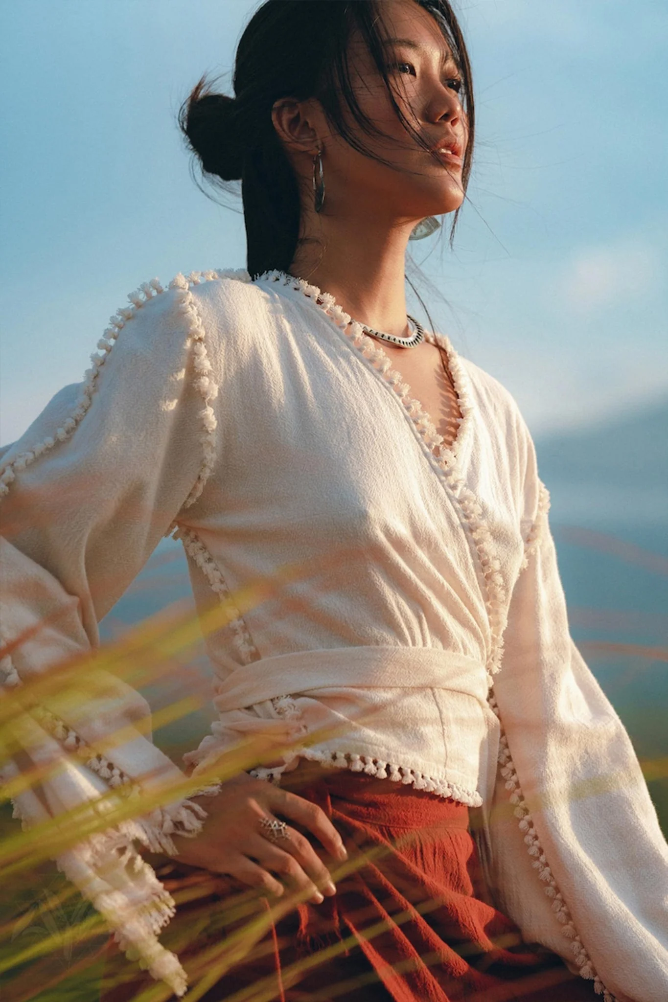 Boho Wrap Top • Organic Wide Sleeve Blouse • Bridal Goddess Top - Image 6