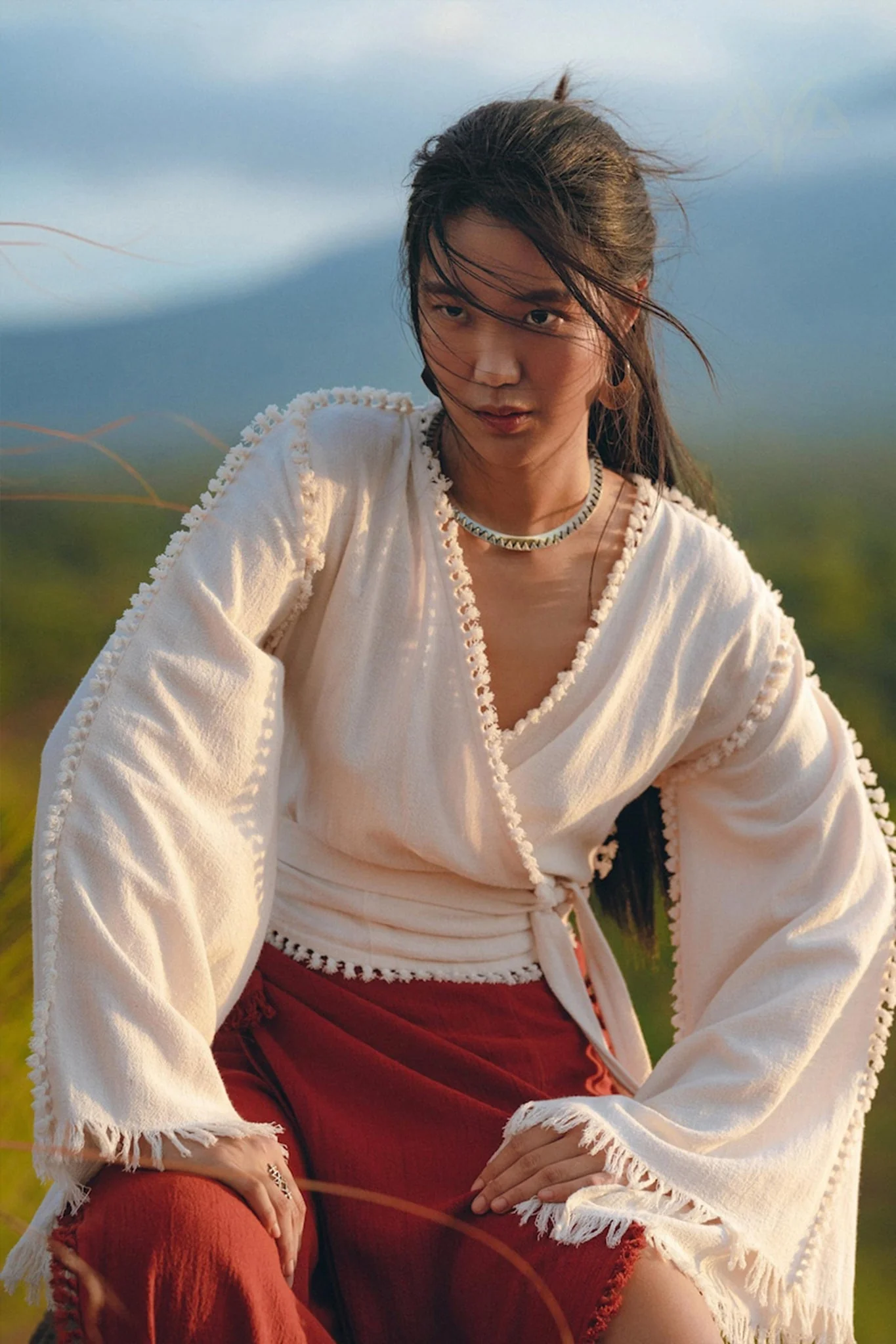 Boho Wrap Top • Organic Wide Sleeve Blouse • Bridal Goddess Top - Image 8