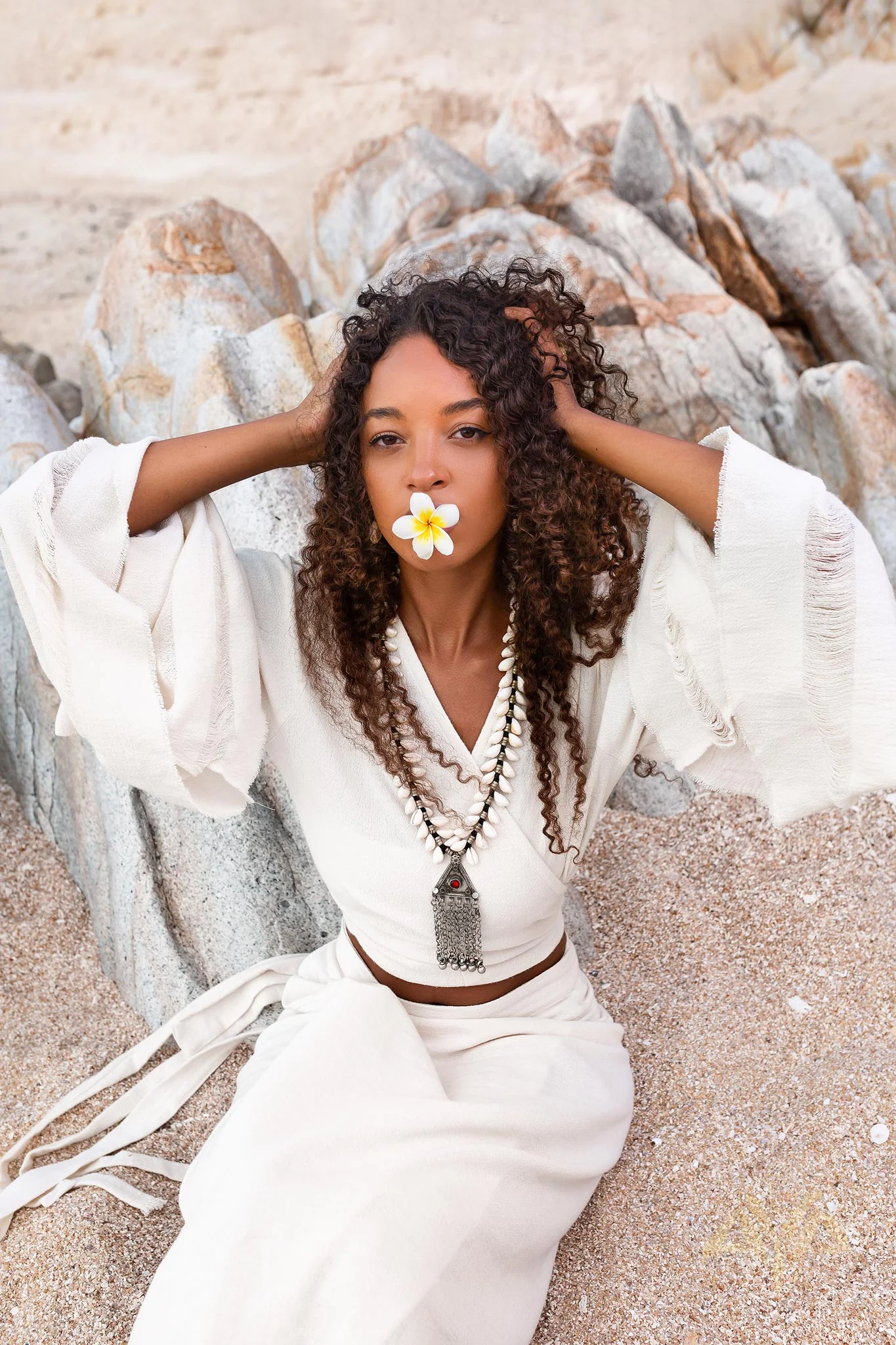 Boho Wrap Top • Wide Sleeve Crop Top • Organic Kimono Blouse - Image 8