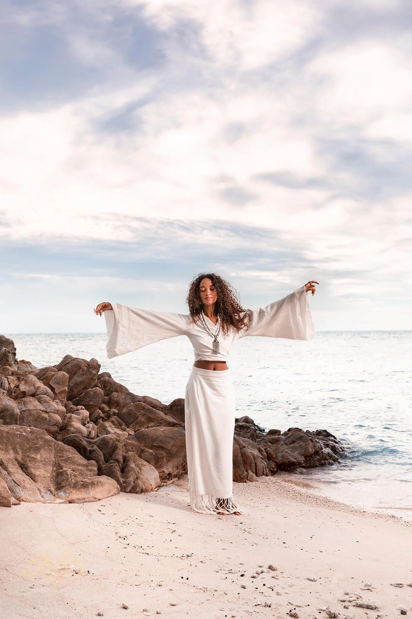 Boho Wrap Top • Wide Sleeve Crop Top • Organic Kimono Blouse - Image 9