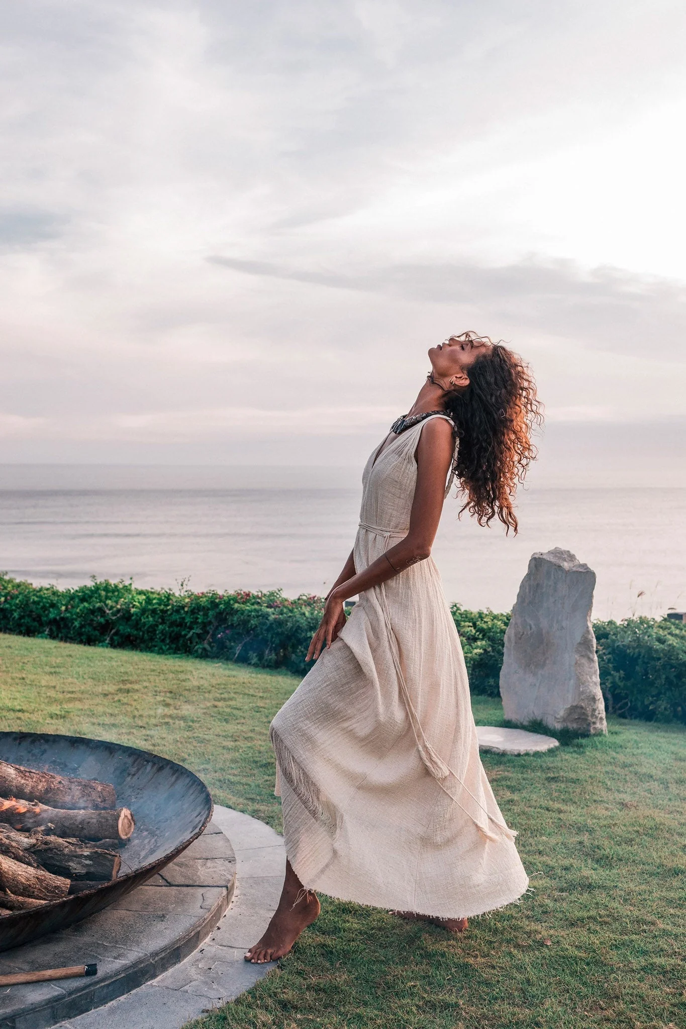 Off-White Organic Hand Loomed Boho Simple Wedding Dress - Image 10