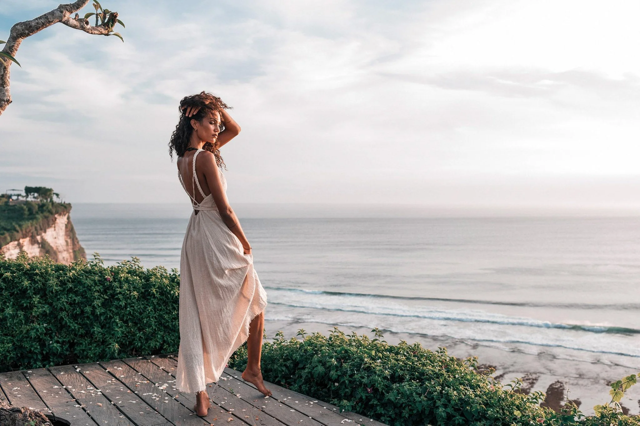 Off-White Organic Hand Loomed Boho Simple Wedding Dress - Image 7