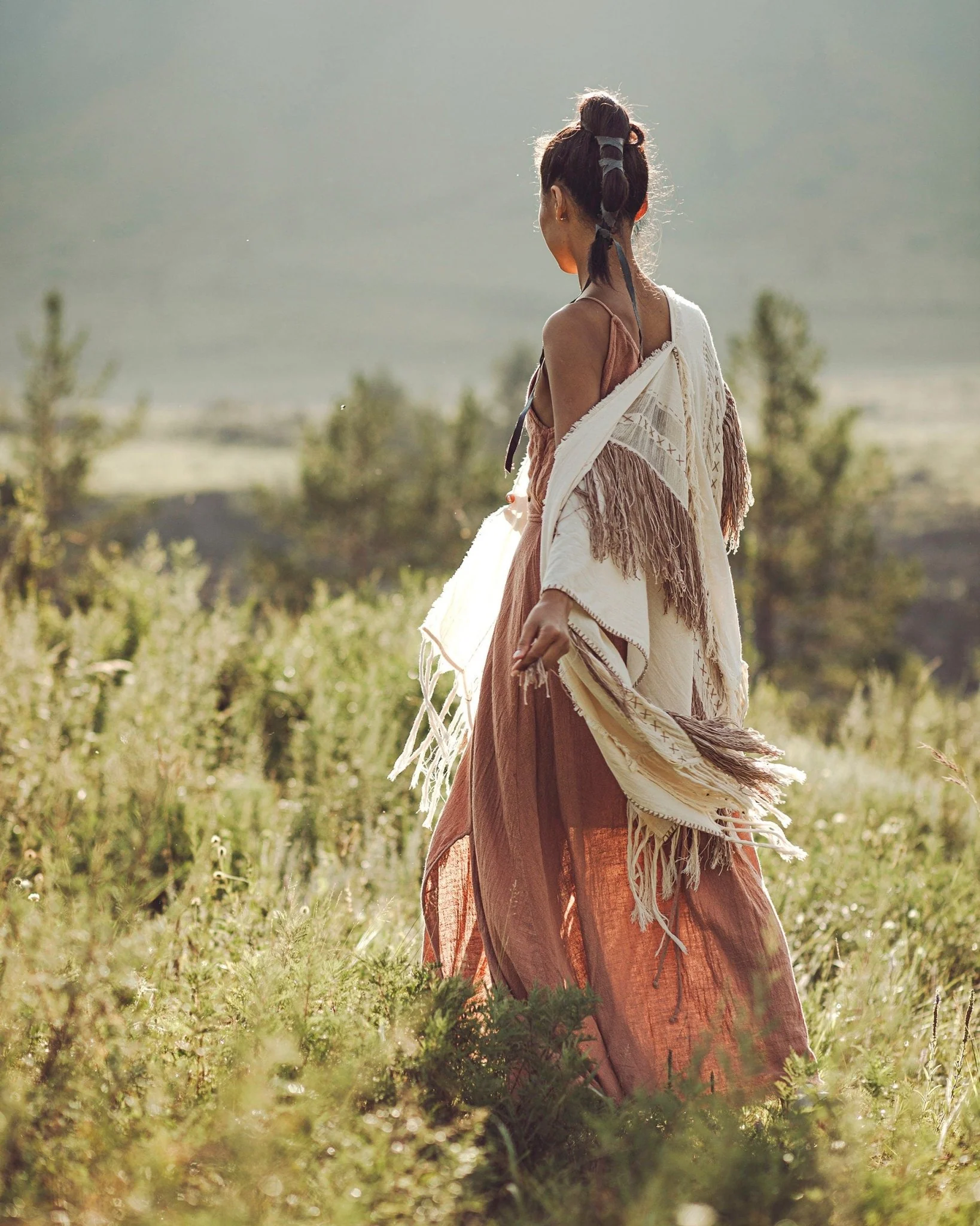 Unique Off-White Boho Poncho with Hand Loomed Tassels - Image 12