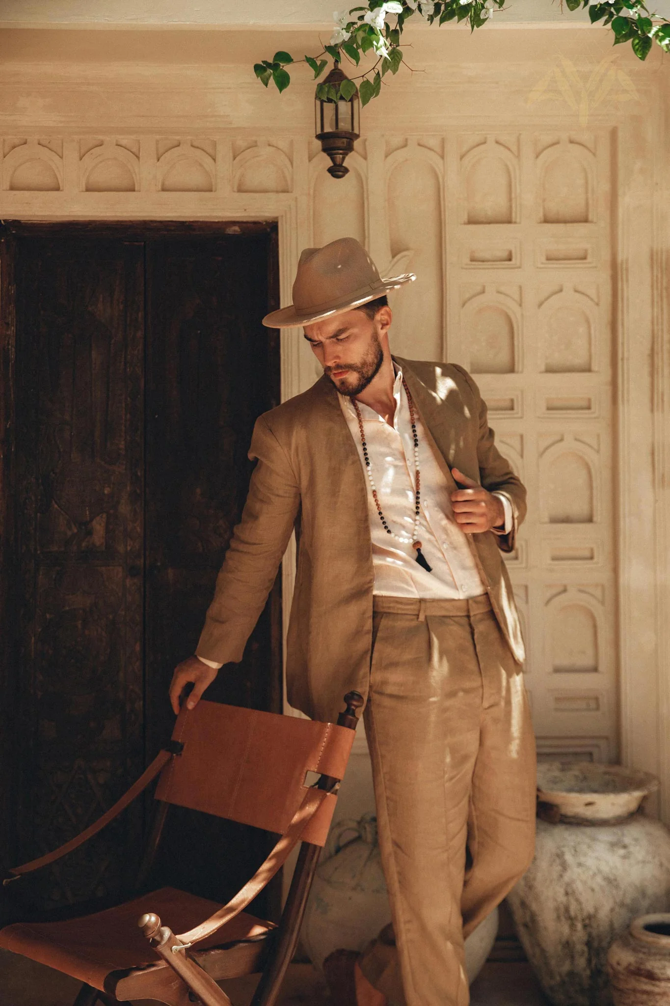 Brown Classic Linen Pants for Men - Image 2