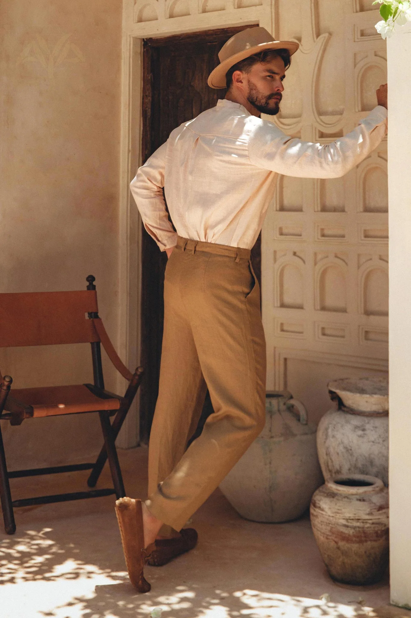 Brown Classic Linen Pants for Men - Image 5