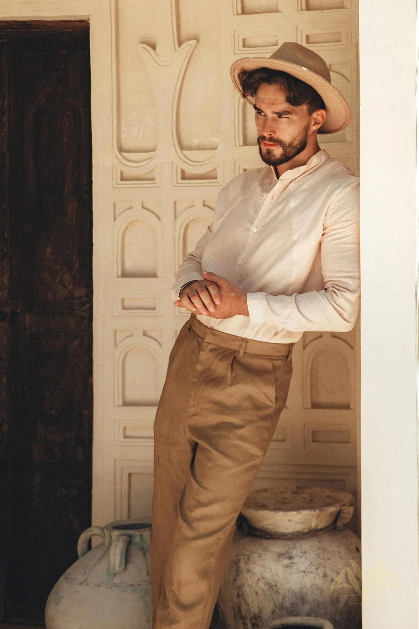Brown Classic Linen Pants for Men - Image 7