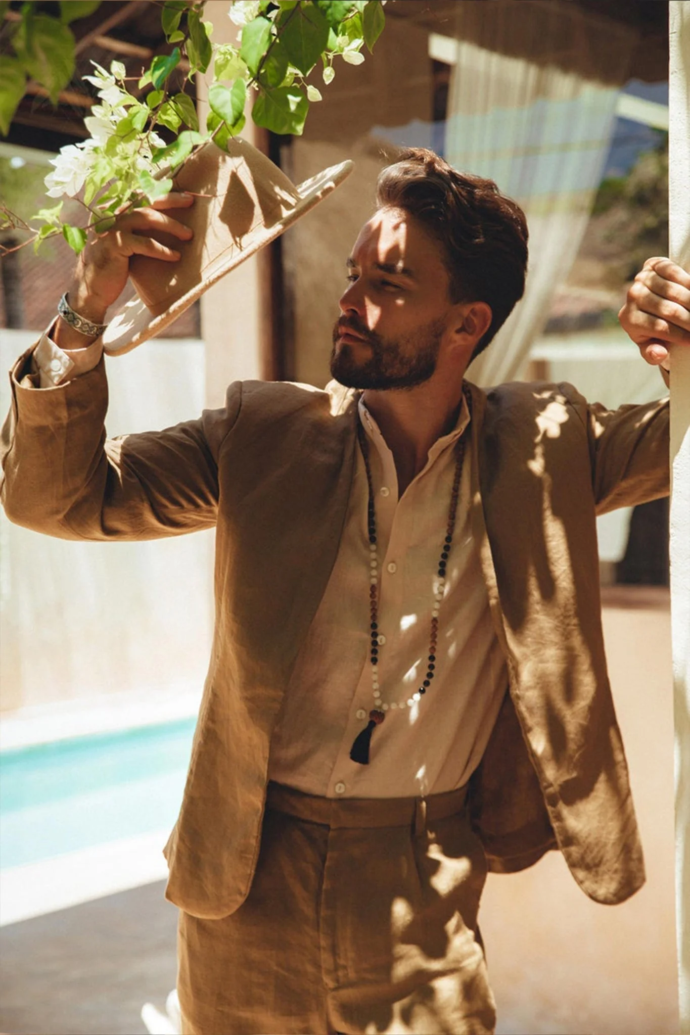 Men's Fine Linen Blazer | Earthy Brown Botanical Dye Suit Jacket - Image 3