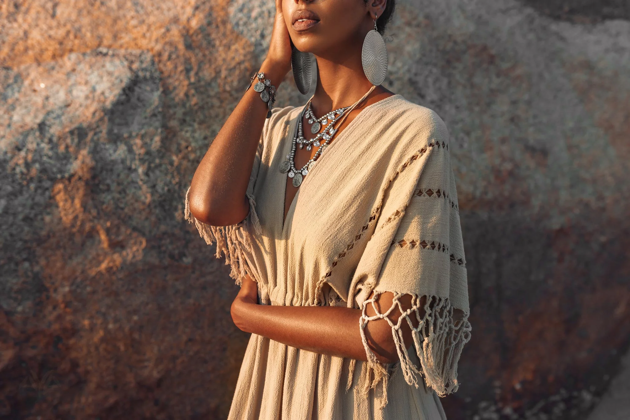 Creamy Sage Boho Dress • Plus Size Dress for Women • Kaftan Maxi Dress - Image 6