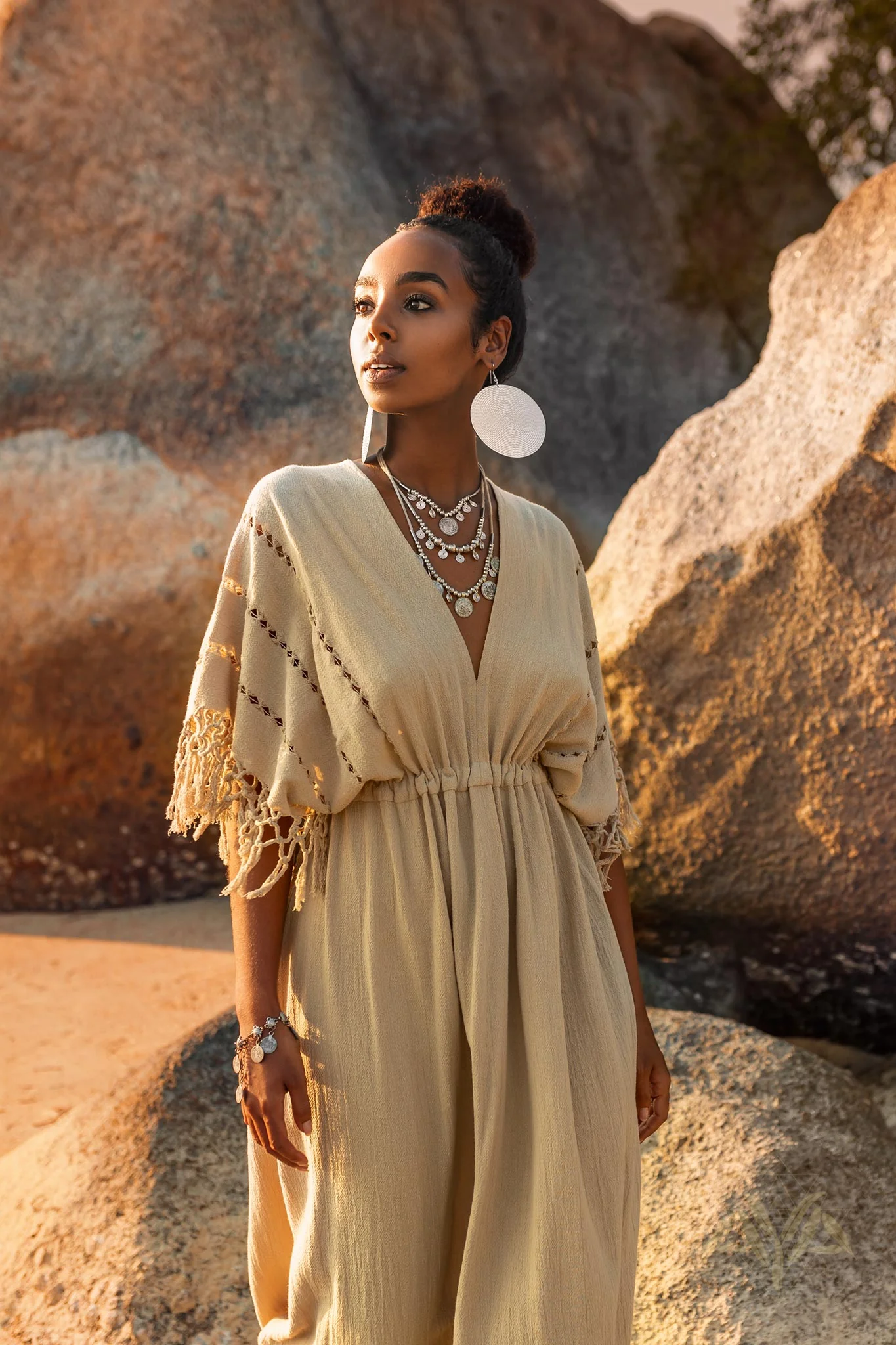 Creamy Sage Boho Dress • Plus Size Dress for Women • Kaftan Maxi Dress - Image 8