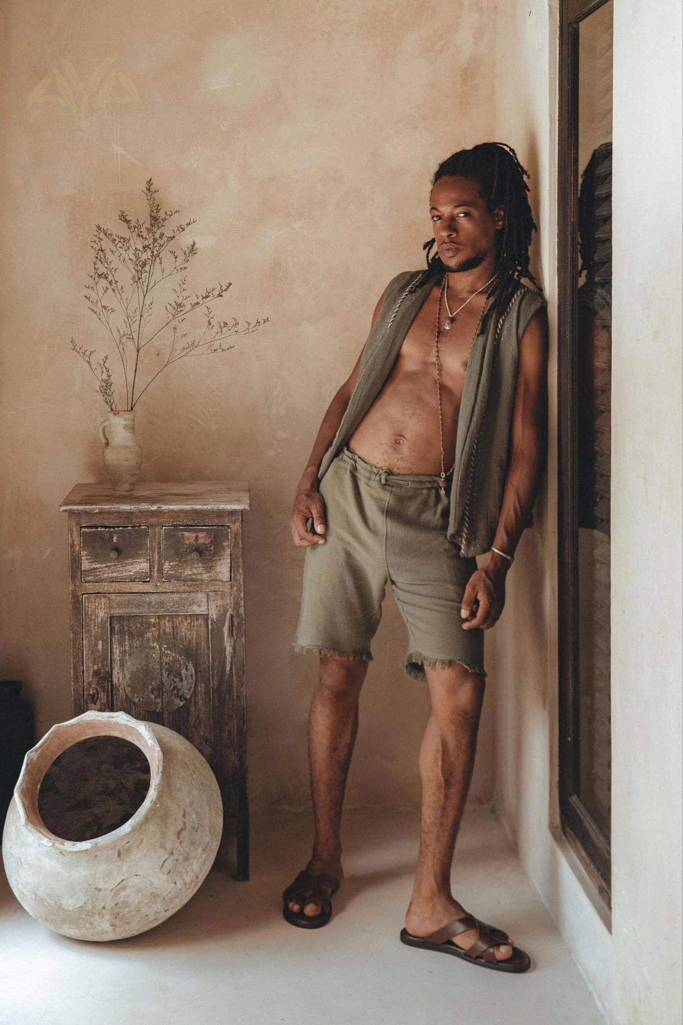 Dark Green Hand Embroidered Vest for Men - Image 9