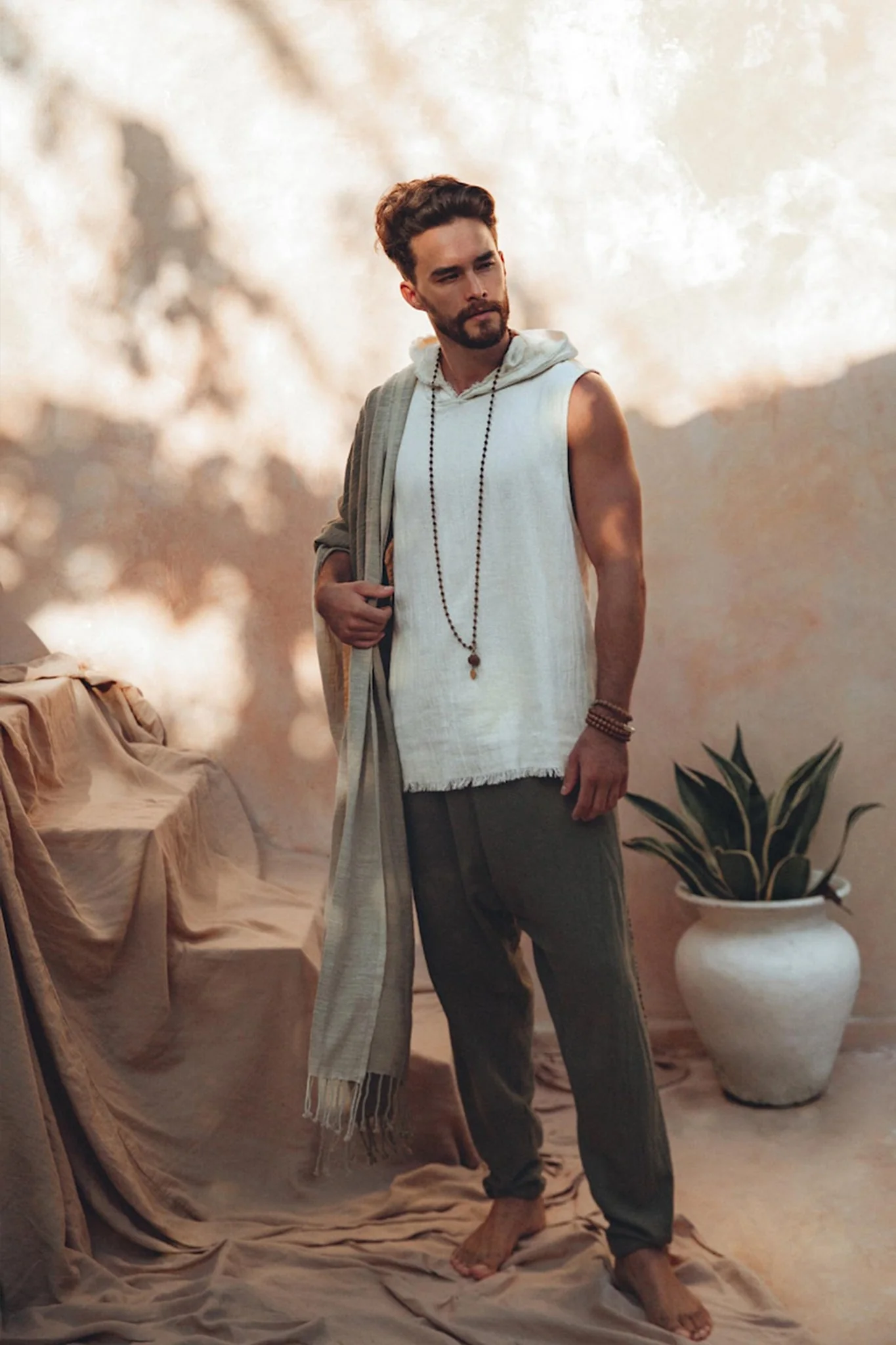 Dark Green Handwoven Cotton Pants for Men - Image 5
