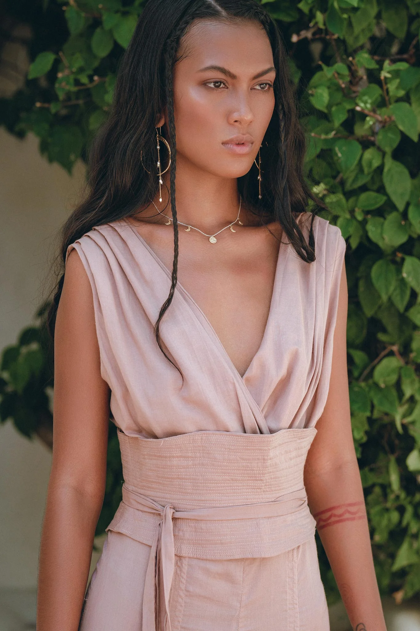 Women's Elegant Dusty Pink Jumpsuit | Organic Cotton & Ahimsa Silk Romper - Image 4