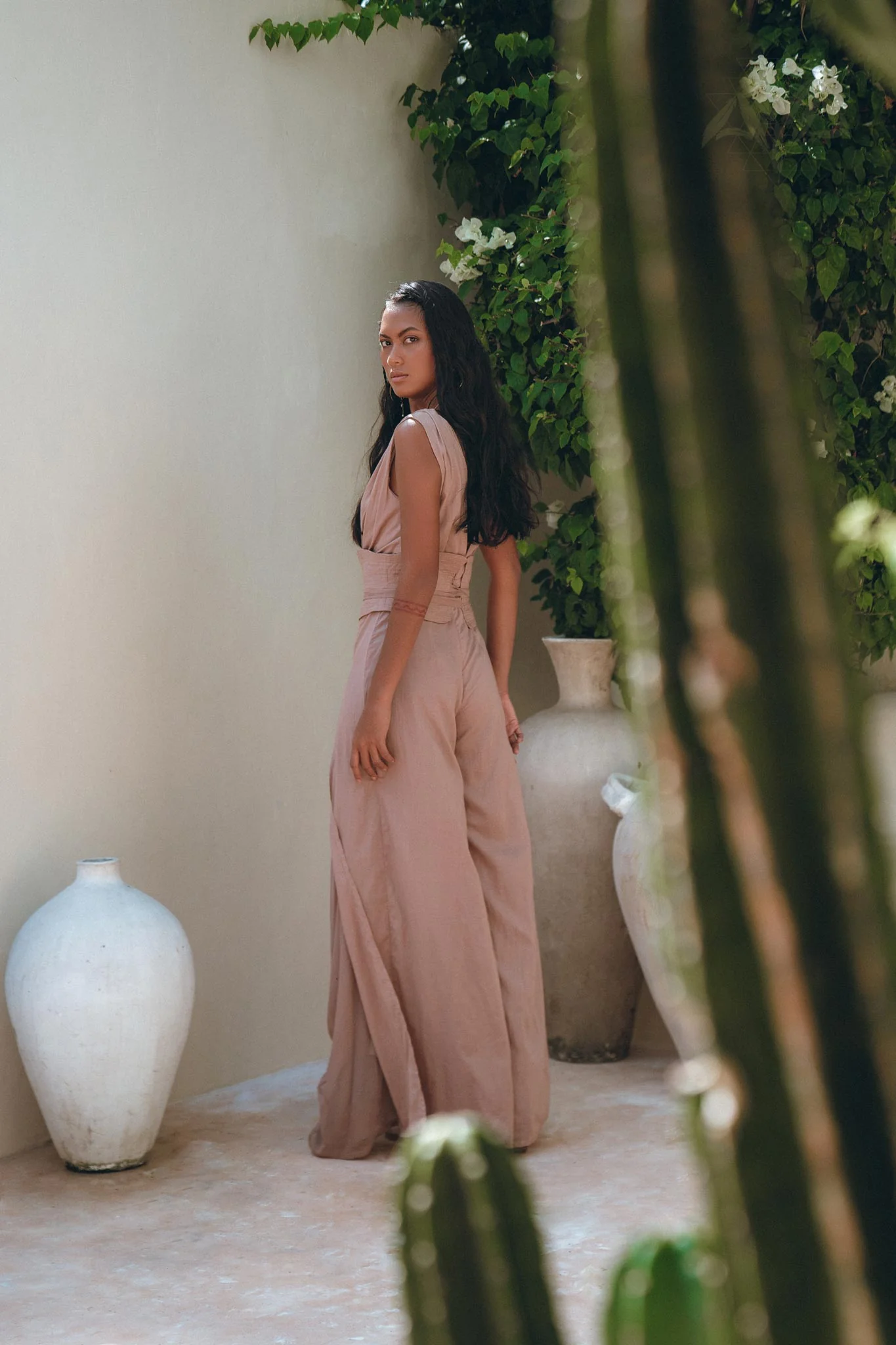 Women's Elegant Dusty Pink Jumpsuit | Organic Cotton & Ahimsa Silk Romper - Image 5