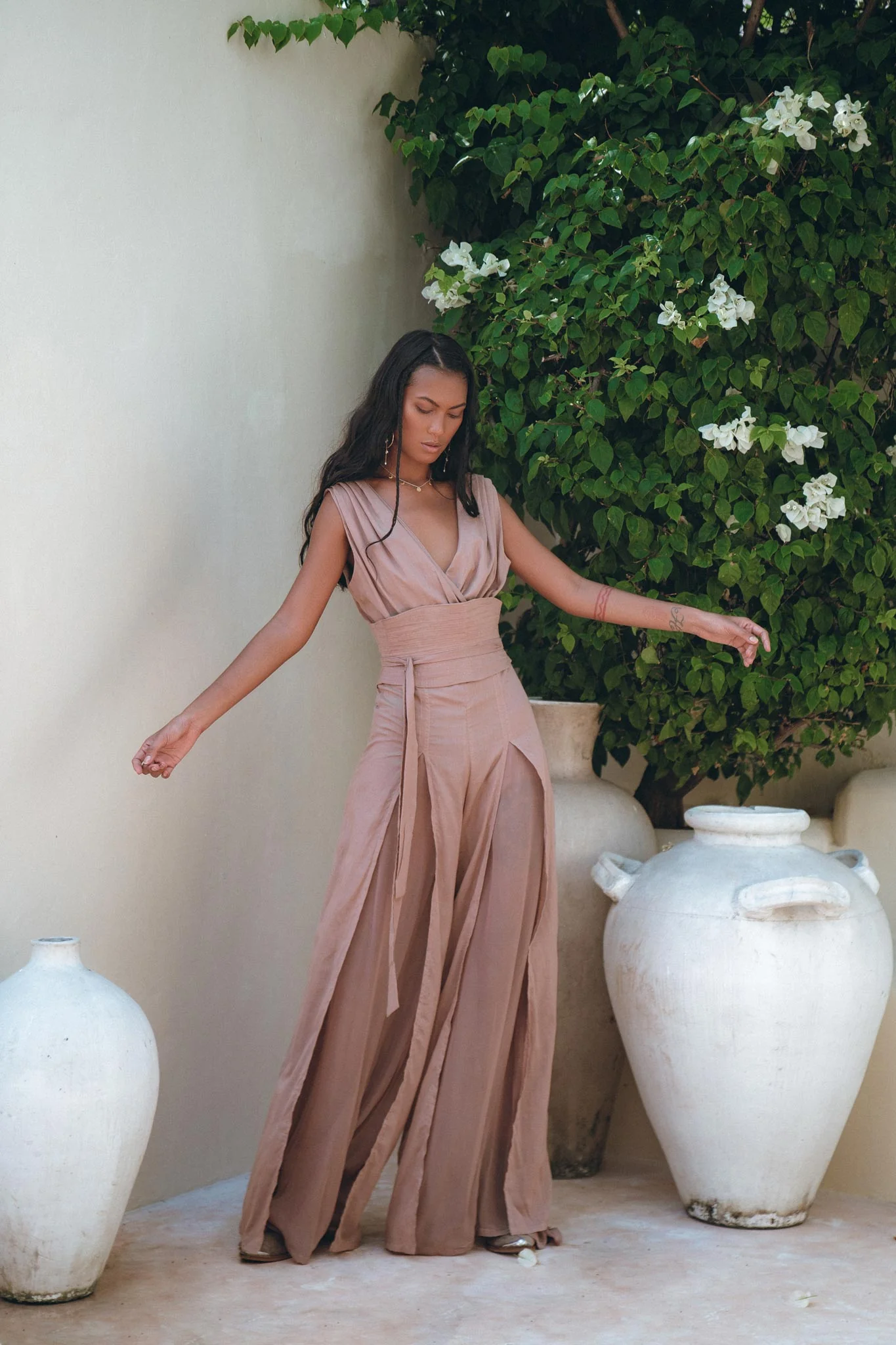 Women's Elegant Dusty Pink Jumpsuit | Organic Cotton & Ahimsa Silk Romper - Image 7