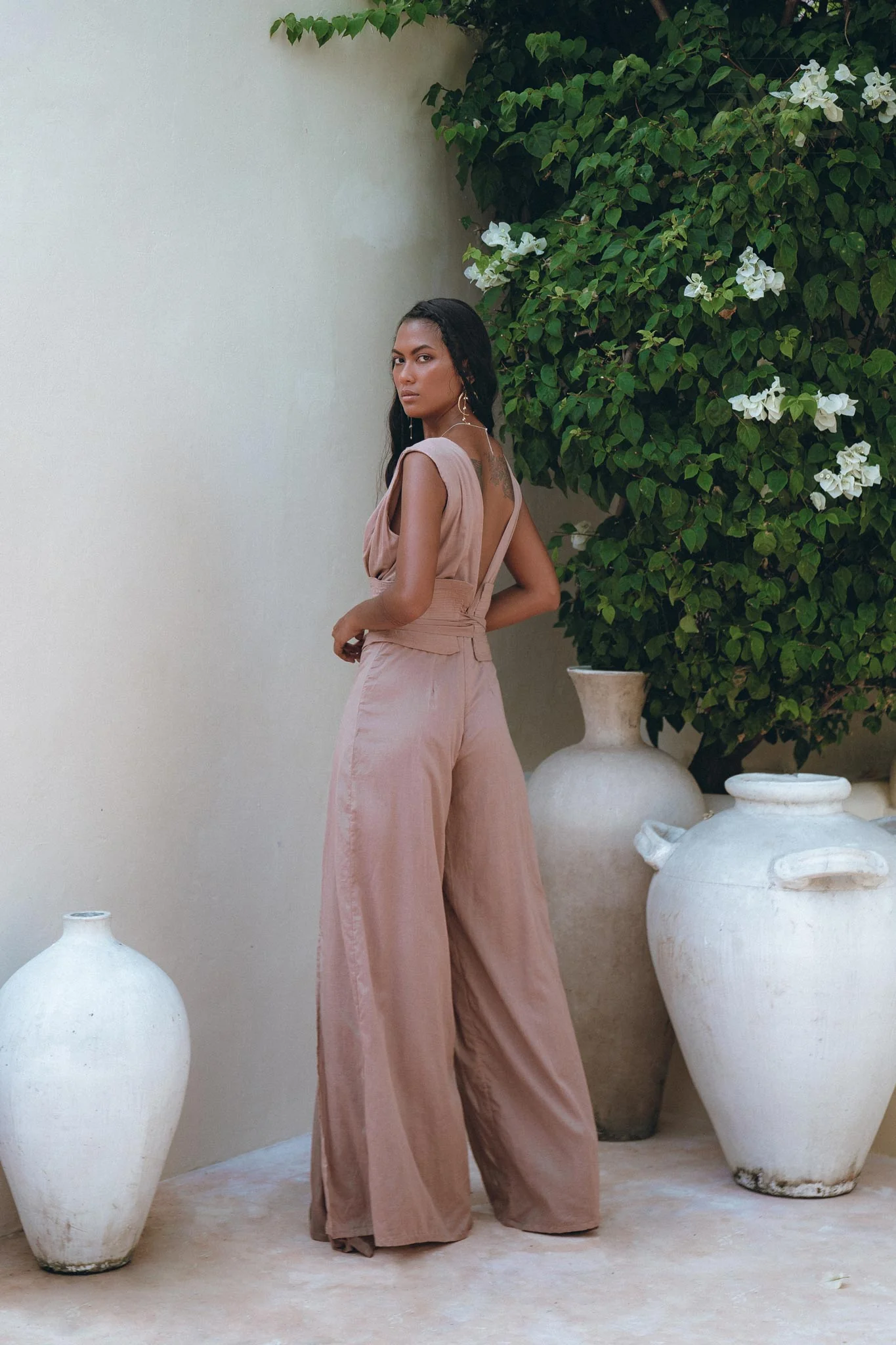 Women's Elegant Dusty Pink Jumpsuit | Organic Cotton & Ahimsa Silk Romper - Image 8