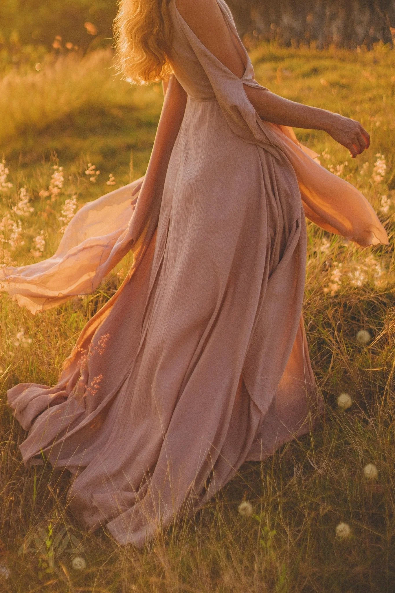 Dusty Rose Makosh Goddess Dress • Organic Bridesmaid Kimono Dress • Cotton Wrap Dress - Image 12