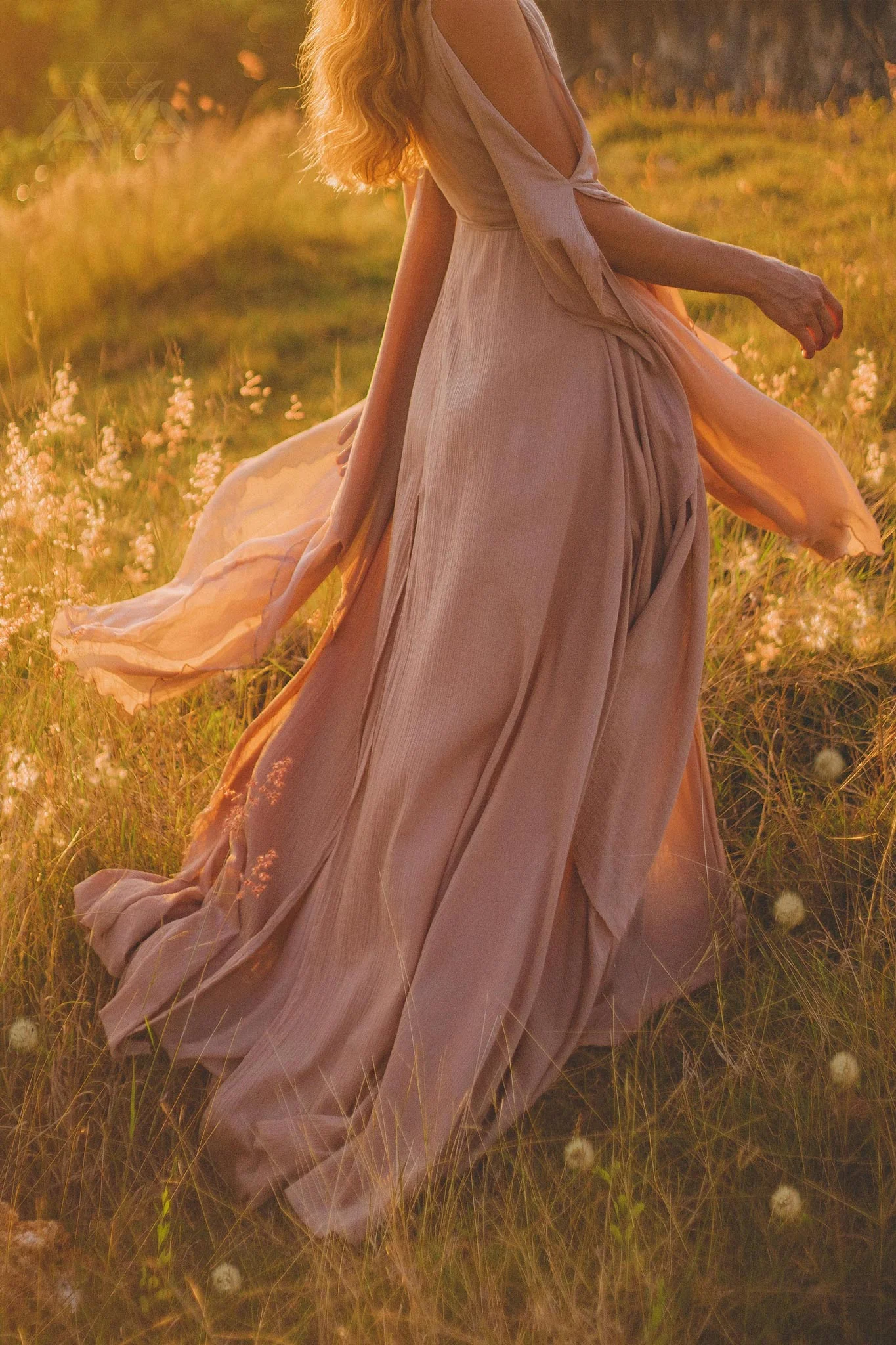 Dusty Rose Makosh Goddess Dress • Organic Bridesmaid Kimono Dress • Cotton Wrap Dress - Image 3