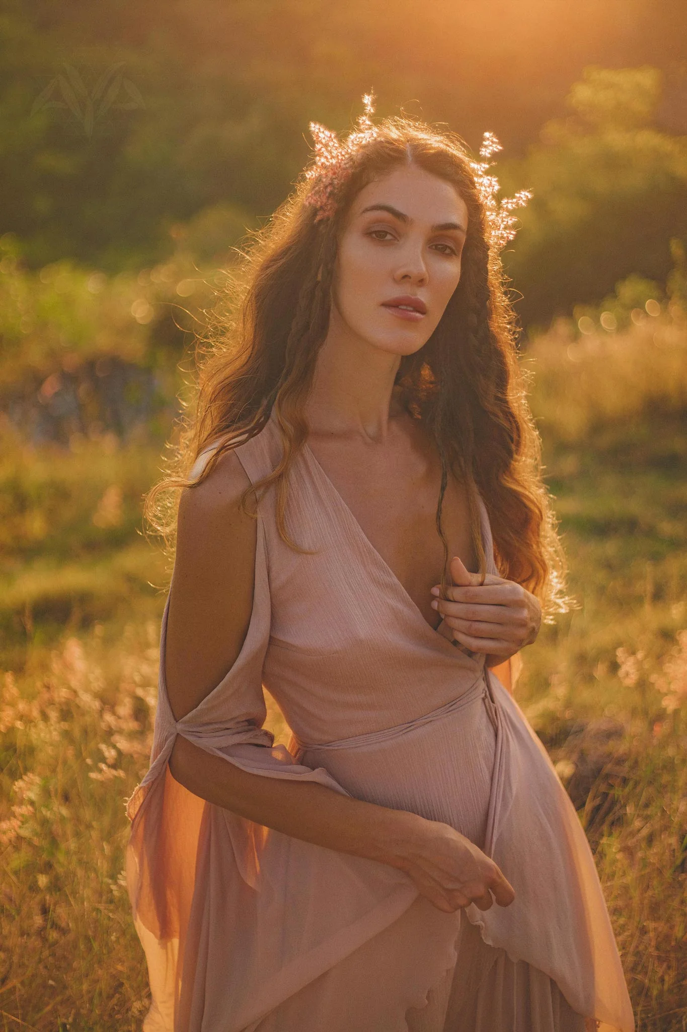 Dusty Rose Makosh Goddess Dress • Organic Bridesmaid Kimono Dress • Cotton Wrap Dress - Image 6