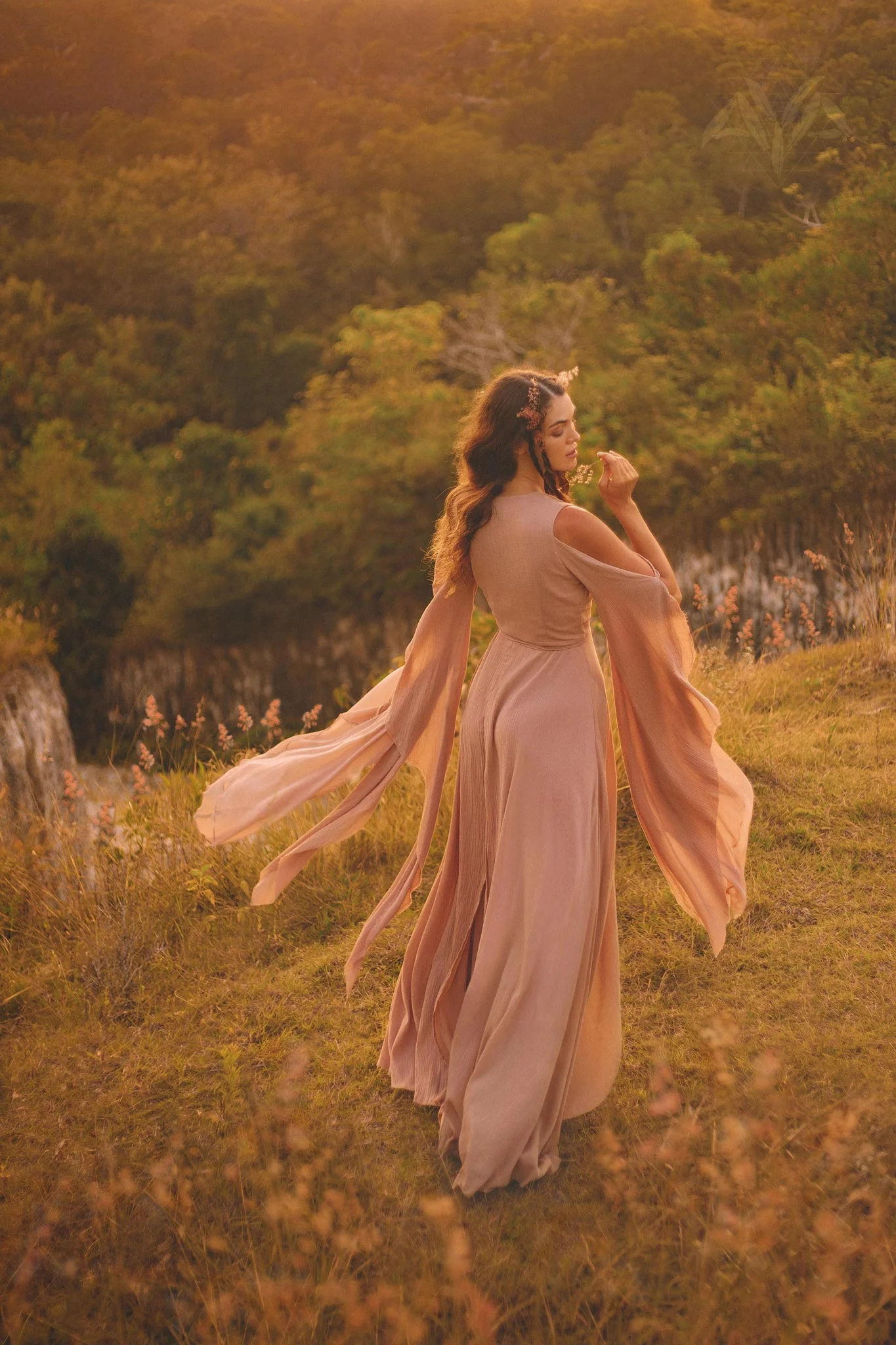 Dusty Rose Makosh Goddess Dress • Organic Bridesmaid Kimono Dress • Cotton Wrap Dress - Image 7