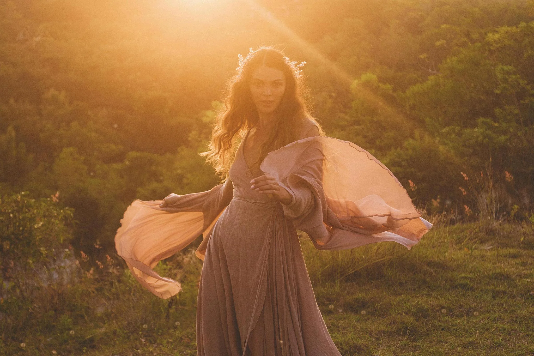 Dusty Rose Makosh Goddess Dress • Organic Bridesmaid Kimono Dress • Cotton Wrap Dress - Image 8