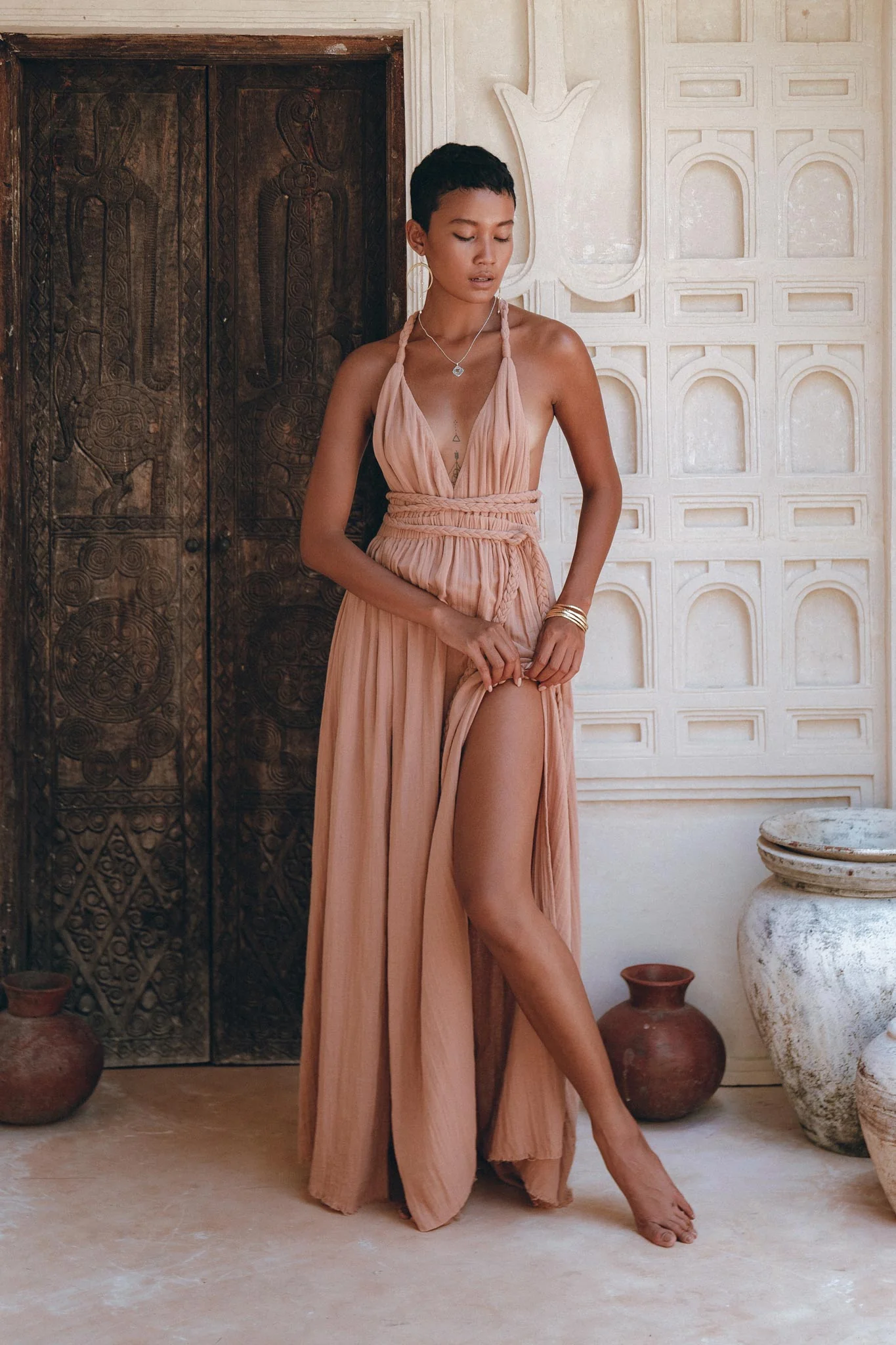 Dusty Pink Greek Goddess Dress • Grecian Dress • Boho Bridesmaid Dress - Image 2