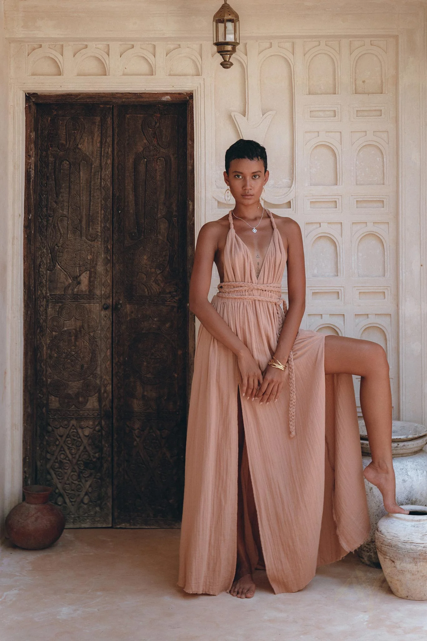 Dusty Pink Greek Goddess Dress • Grecian Dress • Boho Bridesmaid Dress - Image 5