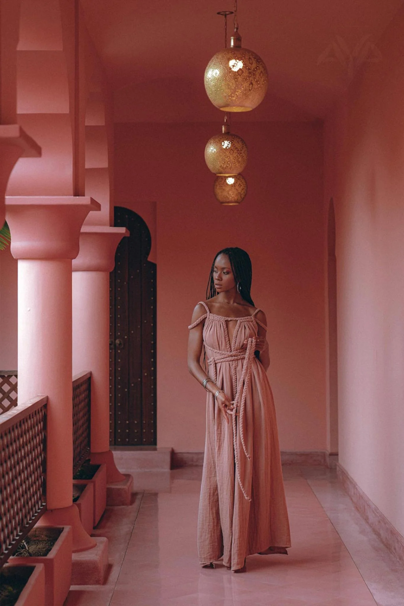 Dusty Pink Greek Goddess Prom Boho Dress - Image 4