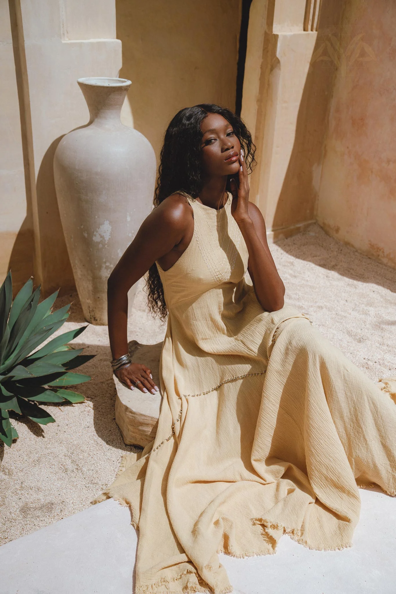 Powder Yellow Bhakti Dress • Boho Jingle Bells Dress • Organic Casual Cocktail Dress - Image 5