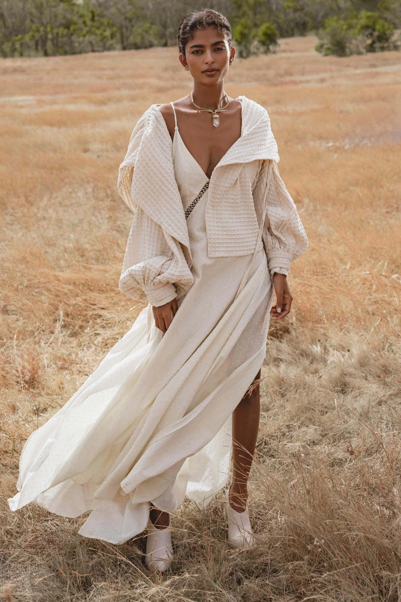 Elven Handwoven Cotton Jacket with Hood, Corset Lace Back, Boho Bali Ritual Coat - Image 5