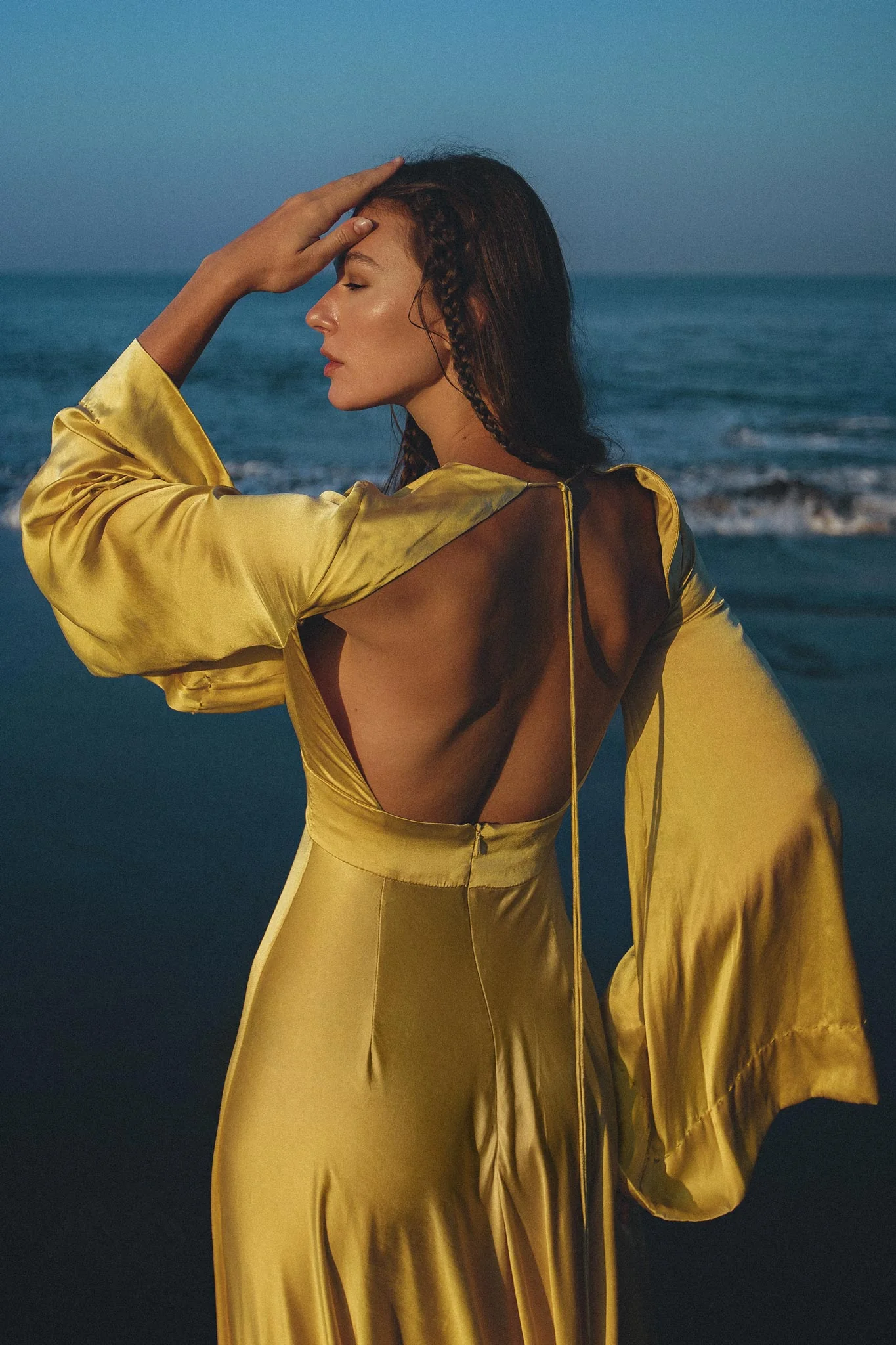 Gold Sundari Goddess Silk Gown • Bridesmaid Wedding Open Back Dress • Bridesmaid Dress - Image 8