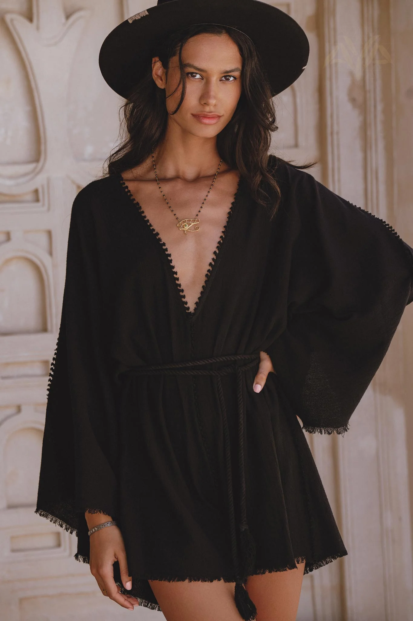 Oversized Hand Knotted Jumpsuit • Black Mini Elegant Jumpsuit • Asymmetrical Jumpsuit - Image 10