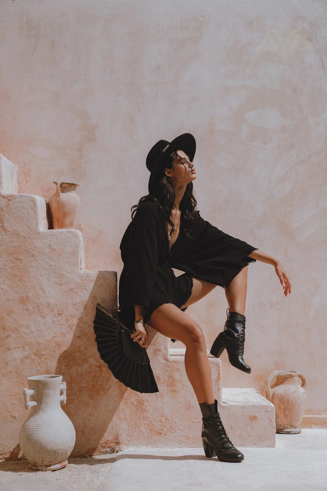 Oversized Hand Knotted Jumpsuit • Black Mini Elegant Jumpsuit • Asymmetrical Jumpsuit - Image 5