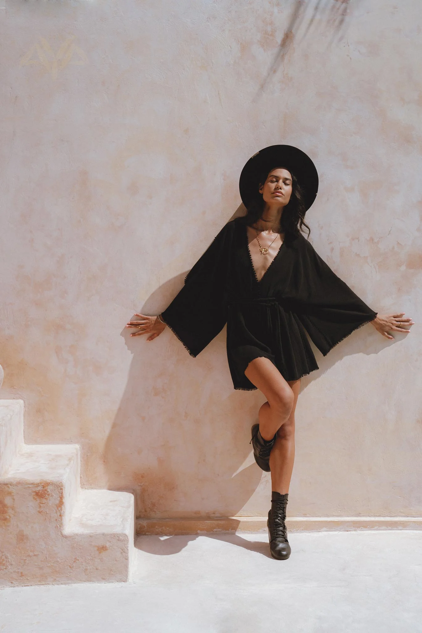 Oversized Hand Knotted Jumpsuit • Black Mini Elegant Jumpsuit • Asymmetrical Jumpsuit - Image 6