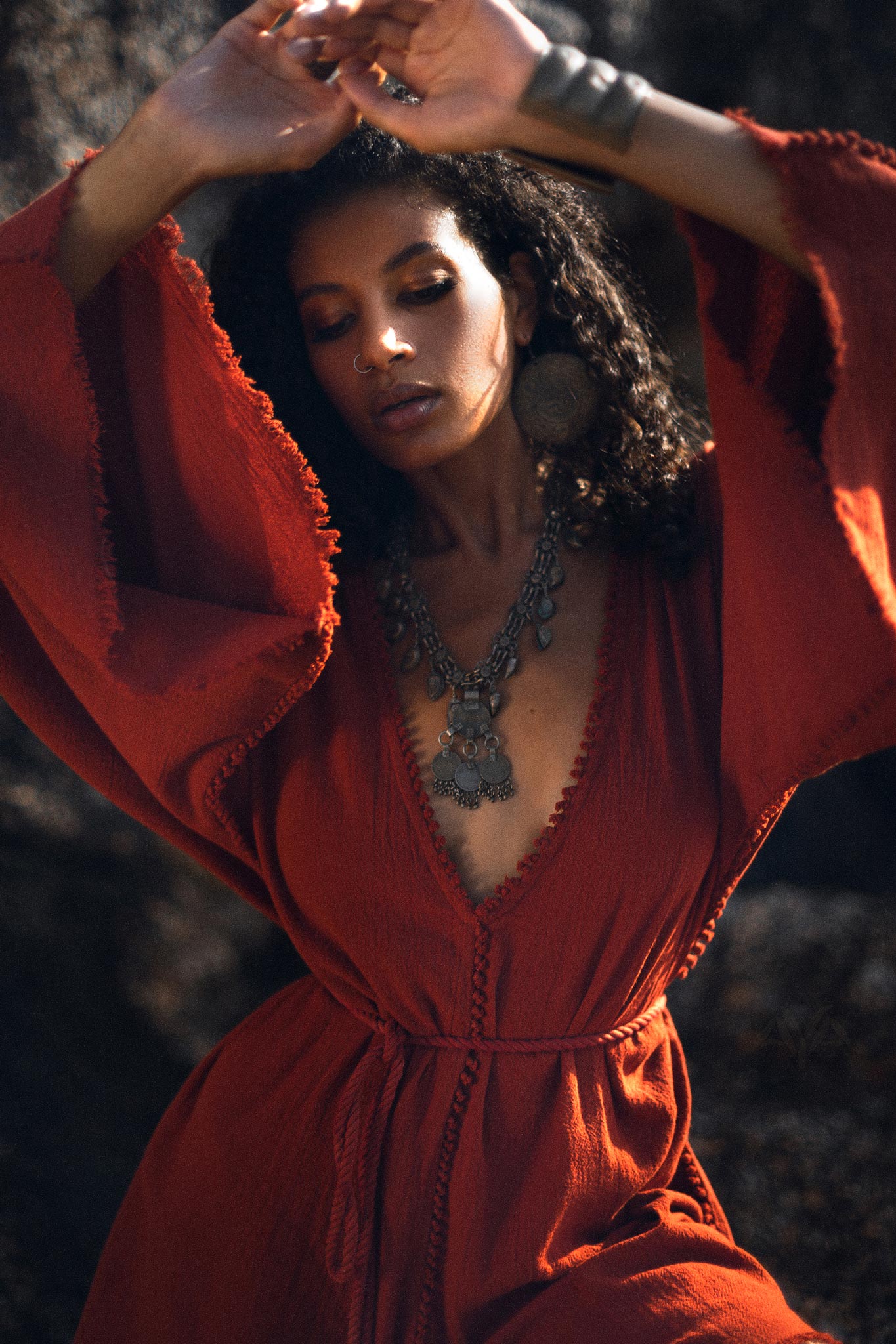 Handmade Knotted Jumpsuit • Red Mini Organic Jumpsuit • Romper Dress Women - Image 9