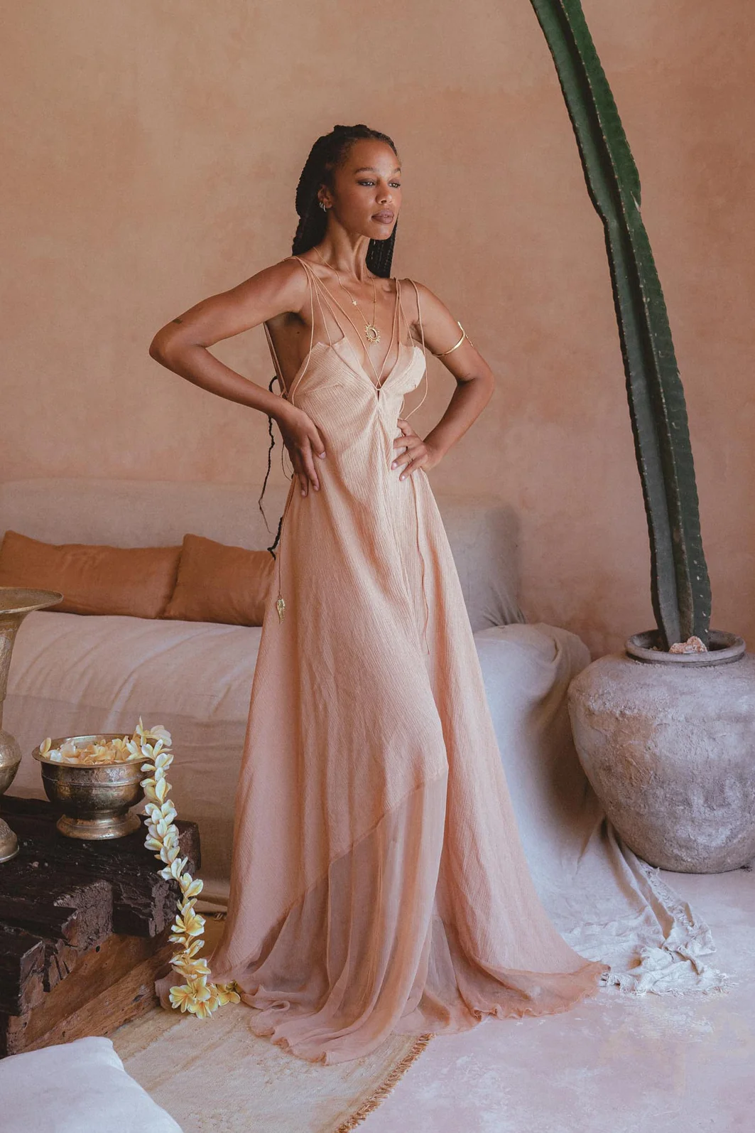 Powder Pink Padma Dress • Bohemian Handloomed Dress • Greek Goddess Summer Dress