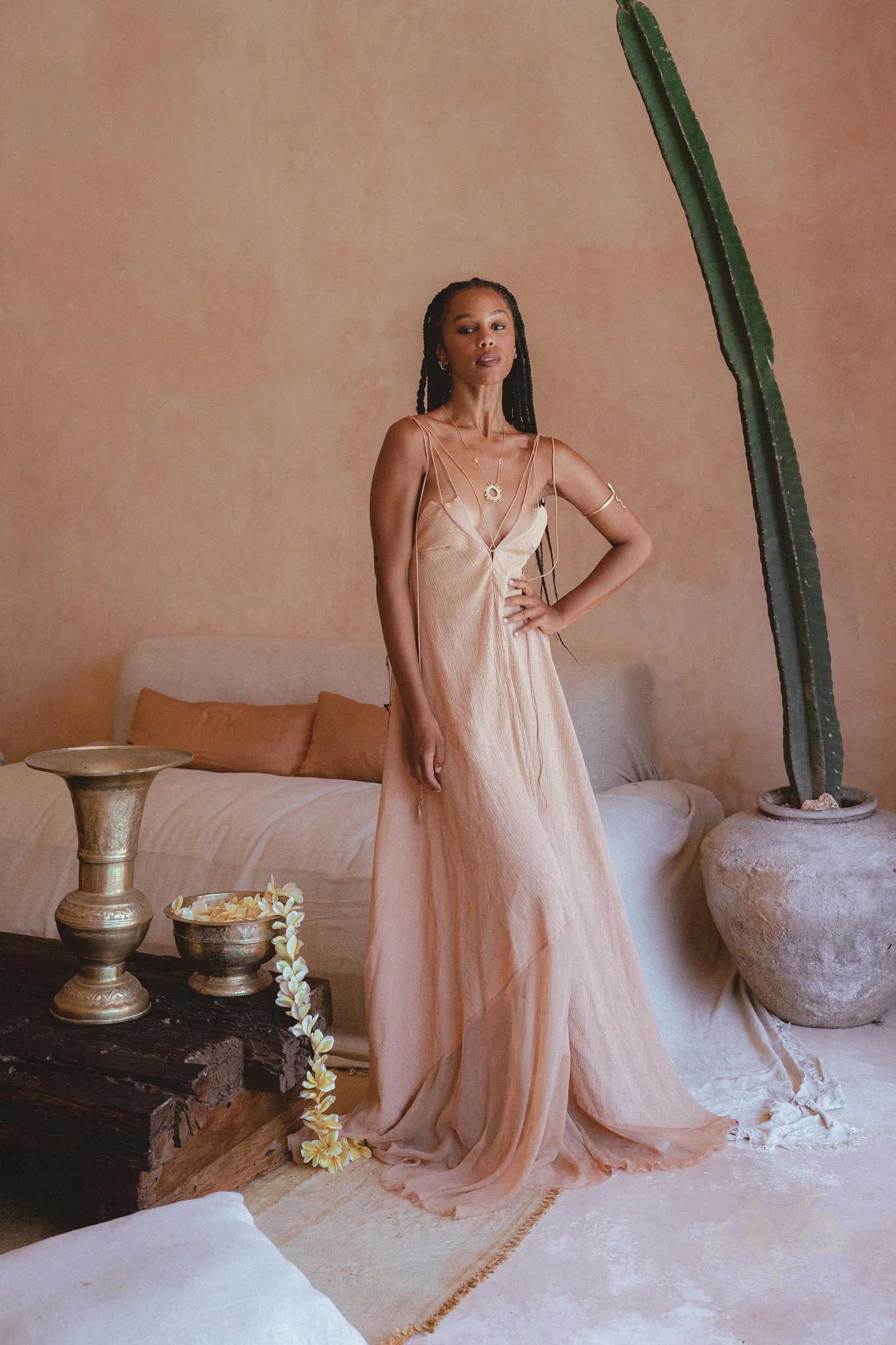 Powder Pink Padma Dress • Bohemian Handloomed Dress • Greek Goddess Summer Dress - Image 5