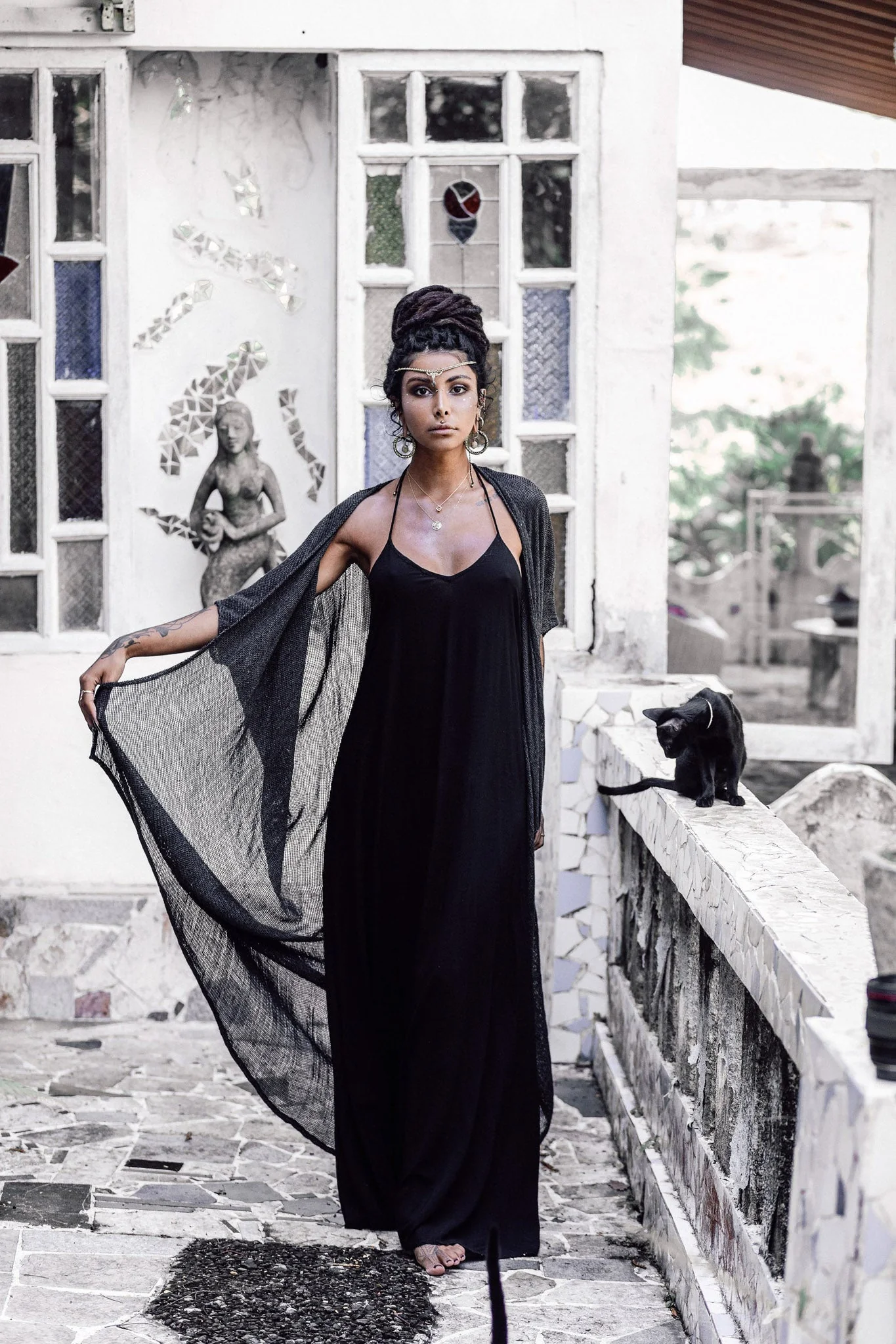Grey Boho Kimono Cover Up • Boho Bamboo Mantle - Image 2