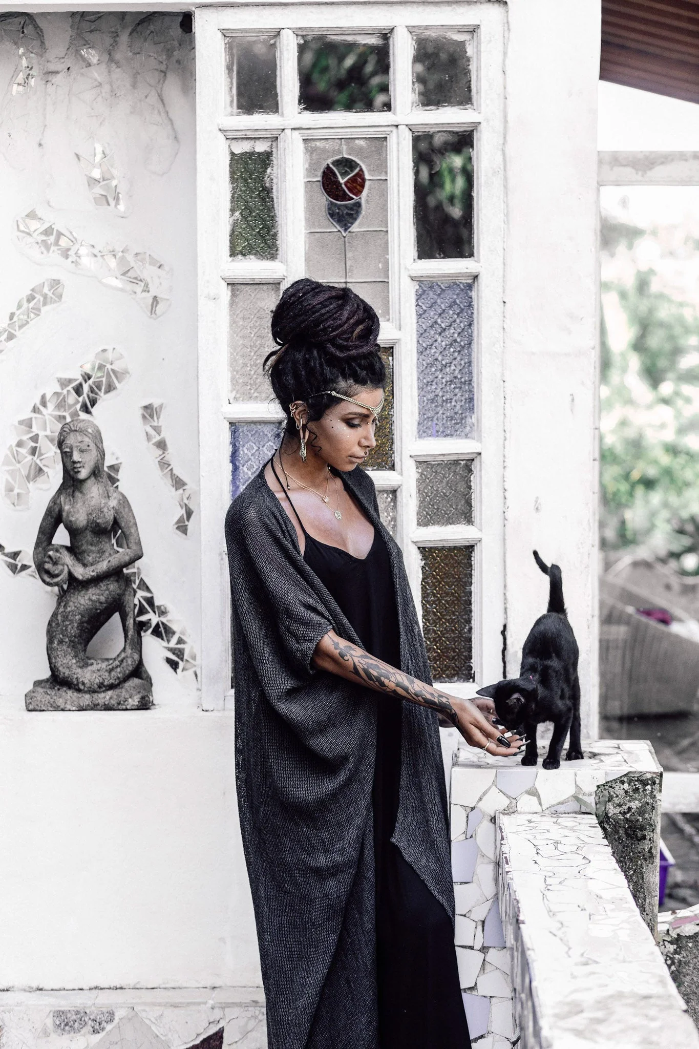 Grey Boho Kimono Cover Up • Boho Bamboo Mantle - Image 4