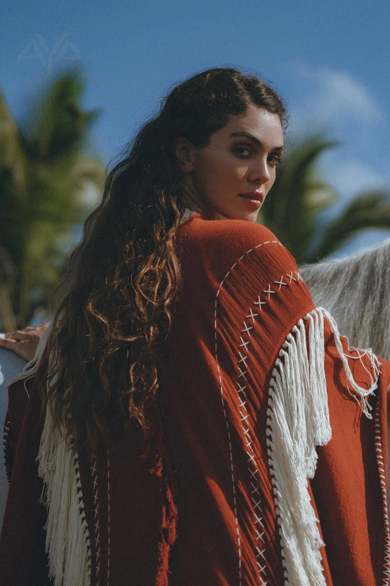 Unisex Handwoven Cotton Wine Red Poncho - Image 2