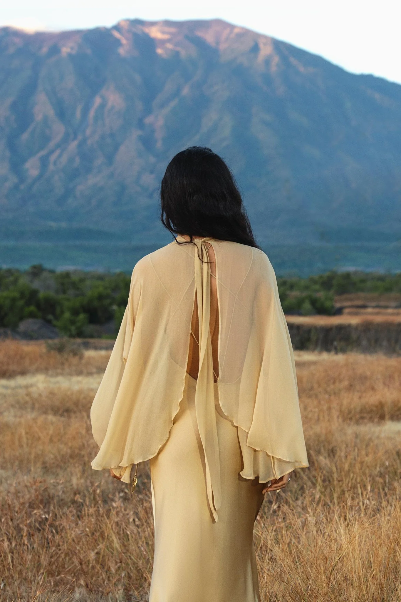 Maharani Blouse in Inka Gold Colour – Pure Silk Chiffon Boho Top - Image 8