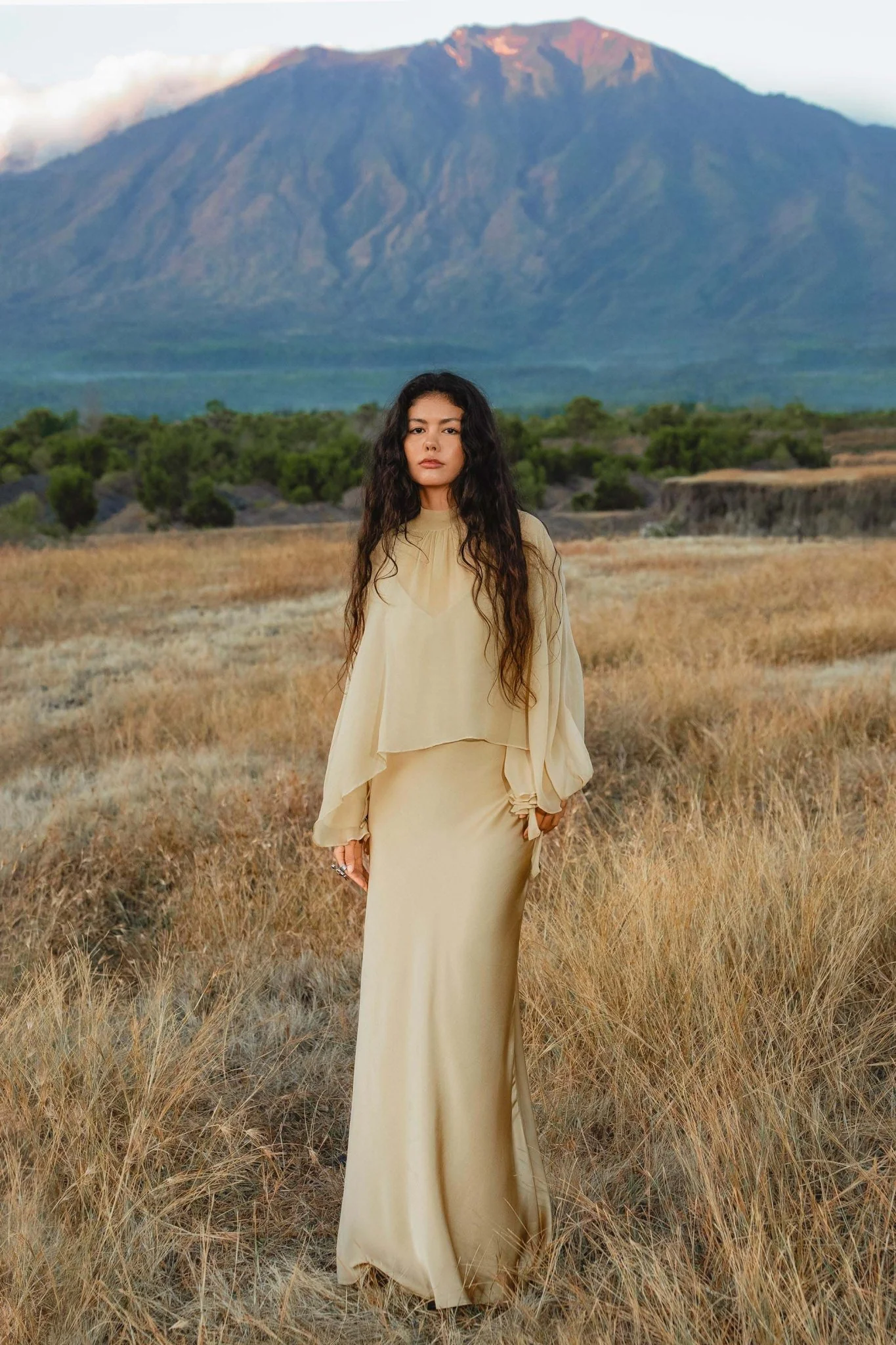 Maharani Blouse in Inka Gold Colour – Pure Silk Chiffon Boho Top - Image 9