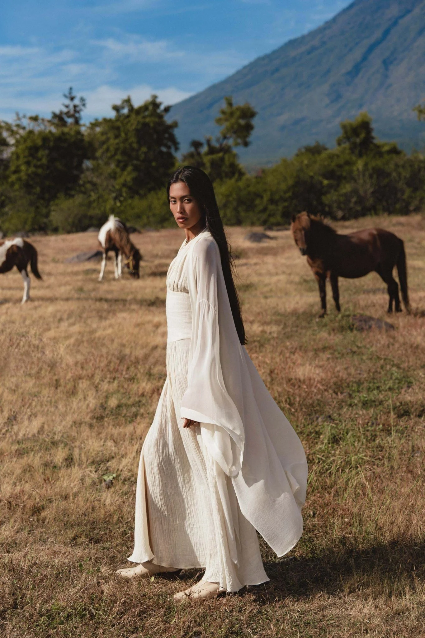 Japan Dress in Ivory Colour — Organic Linen Drop-Waist Wedding Dress - Image 10