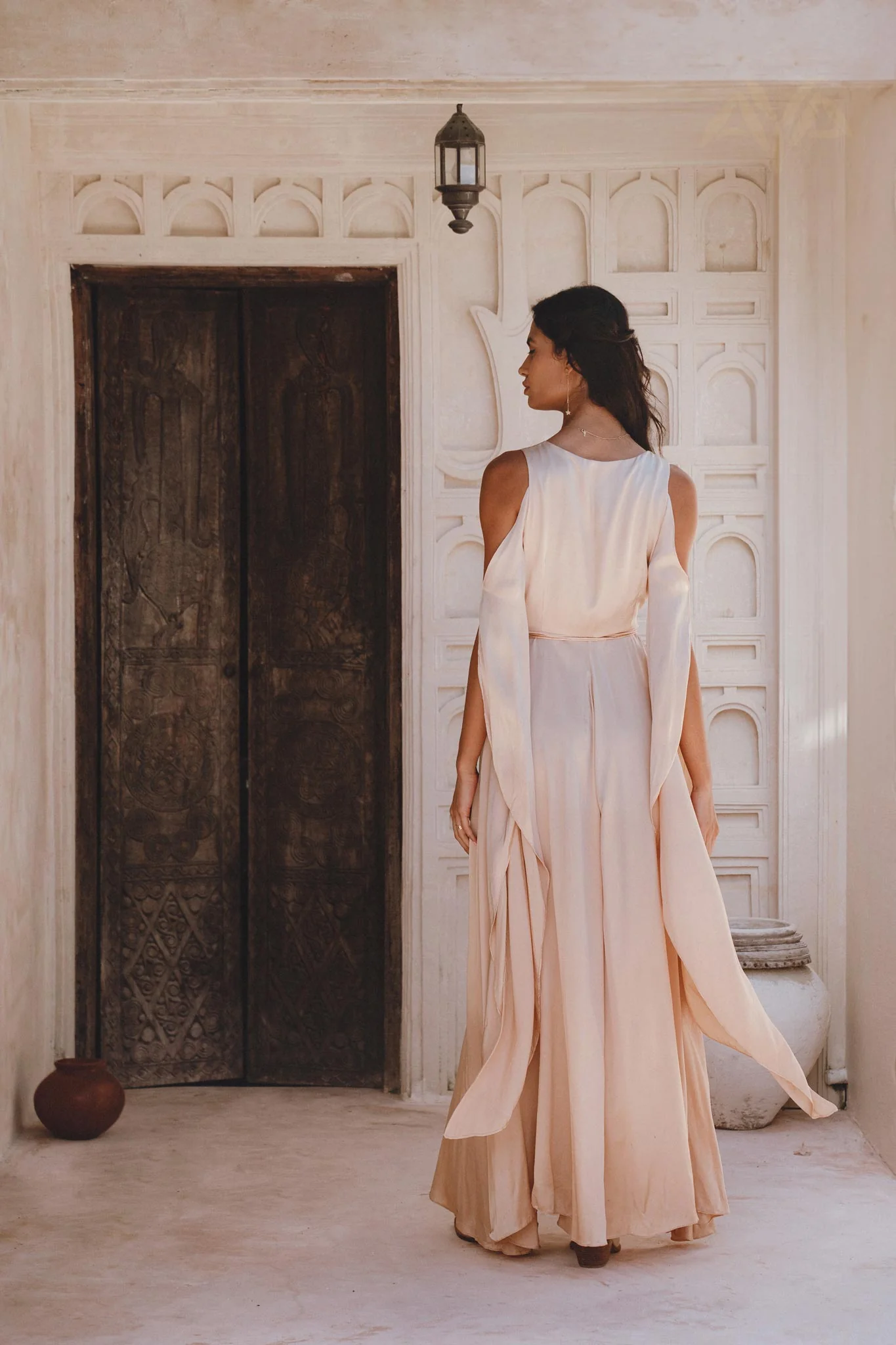 Powder Pink Matangi Peace Silk Gown • Silk Wedding Guest Dress • Boho Elegant Dress - Image 4