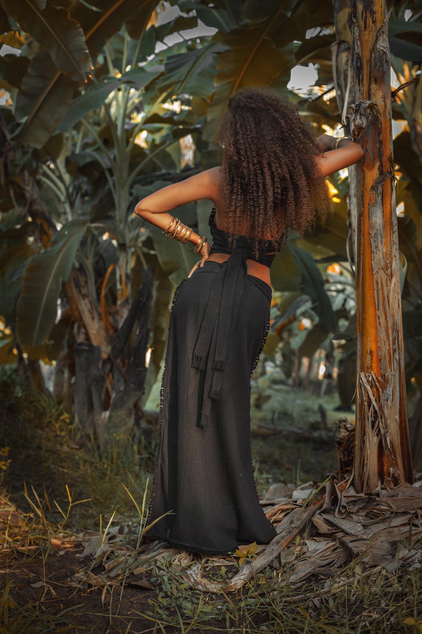 Black Boho Crop Top • Bohemian Top with Handmade Knots - Image 2