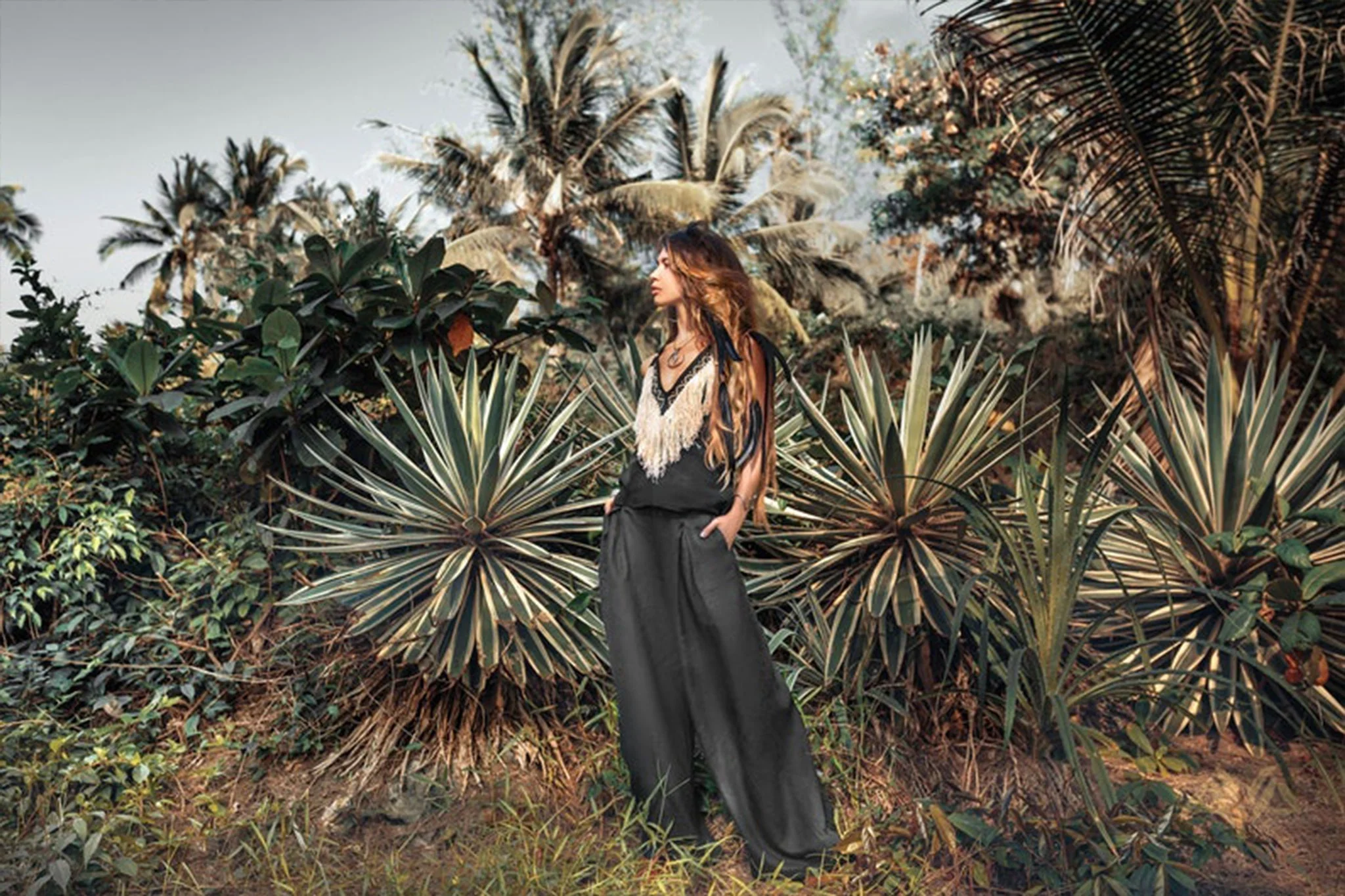 Black Boho Tunic Top with Tassels and Hand Embroidery - Image 10