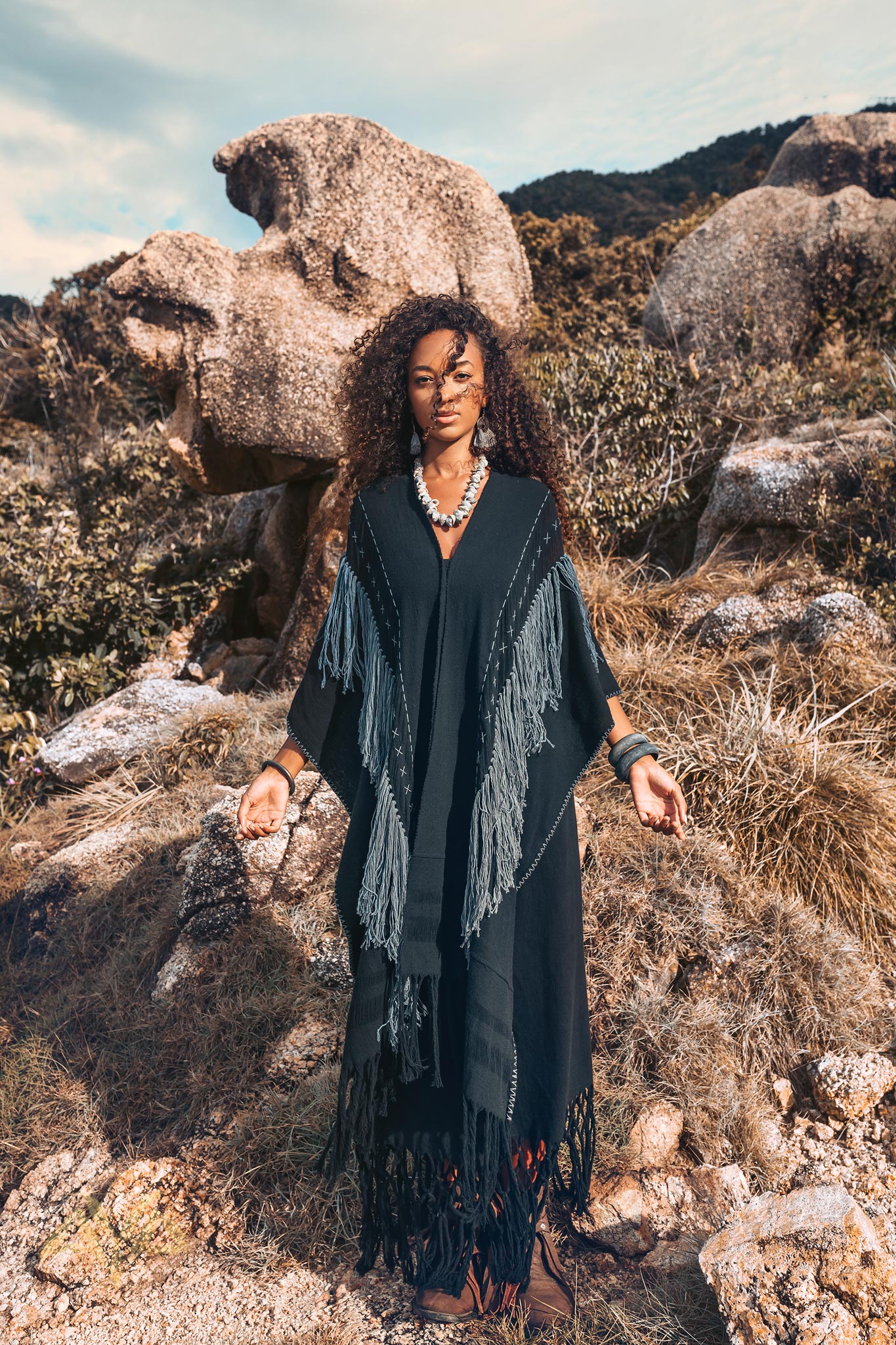 Black Poncho • Bohemian Poncho • Plus Size Clothing - Image 6