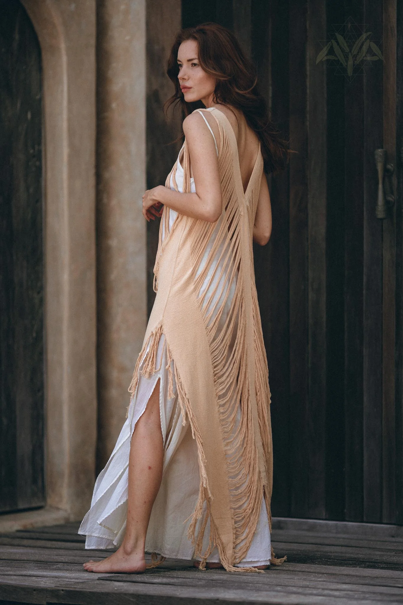 Beige Ochre Boho Handwoven Hand-Loomed Airy Dress - Image 10