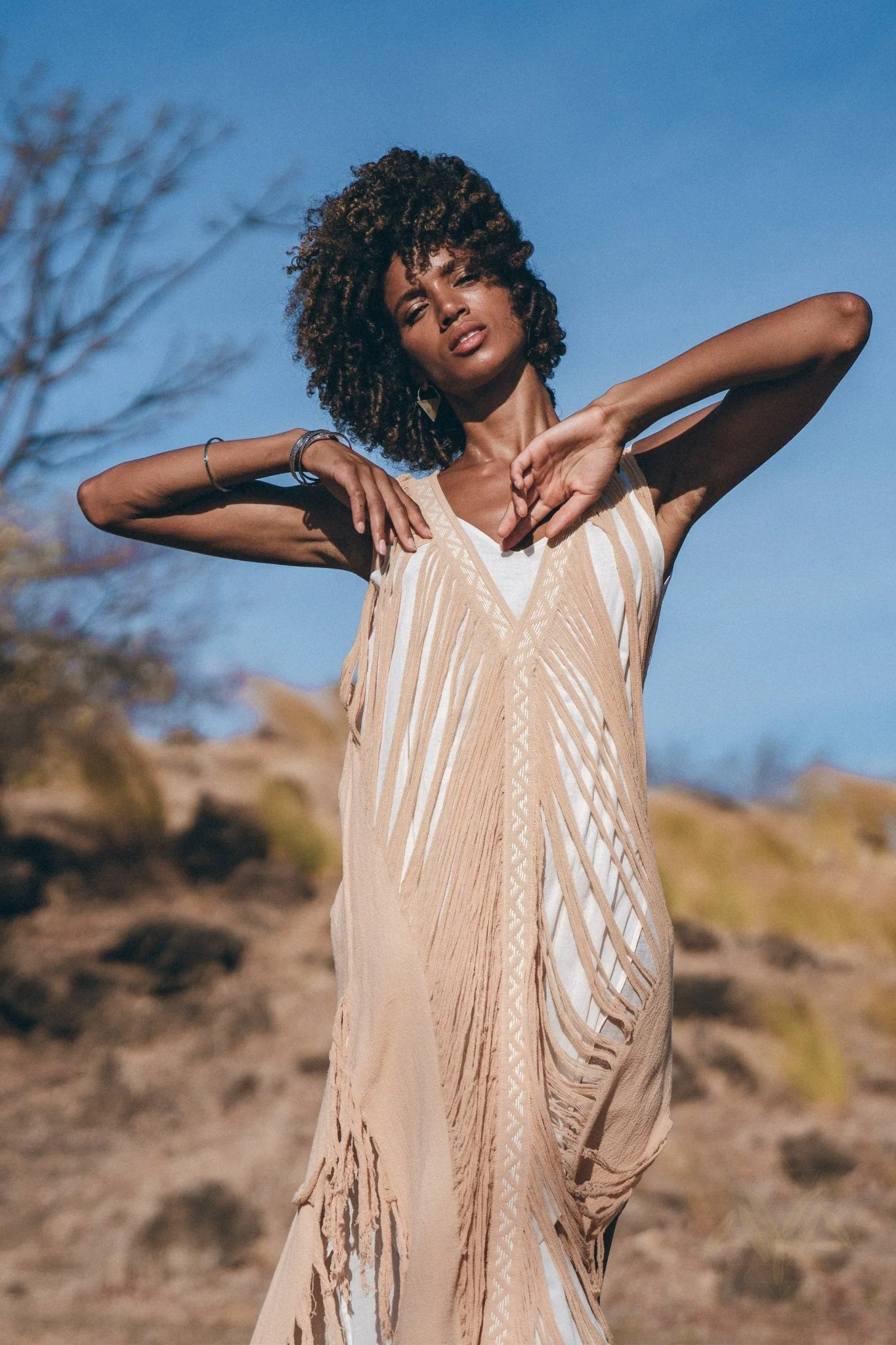 Beige Ochre Boho Handwoven Hand-Loomed Airy Dress - Image 11